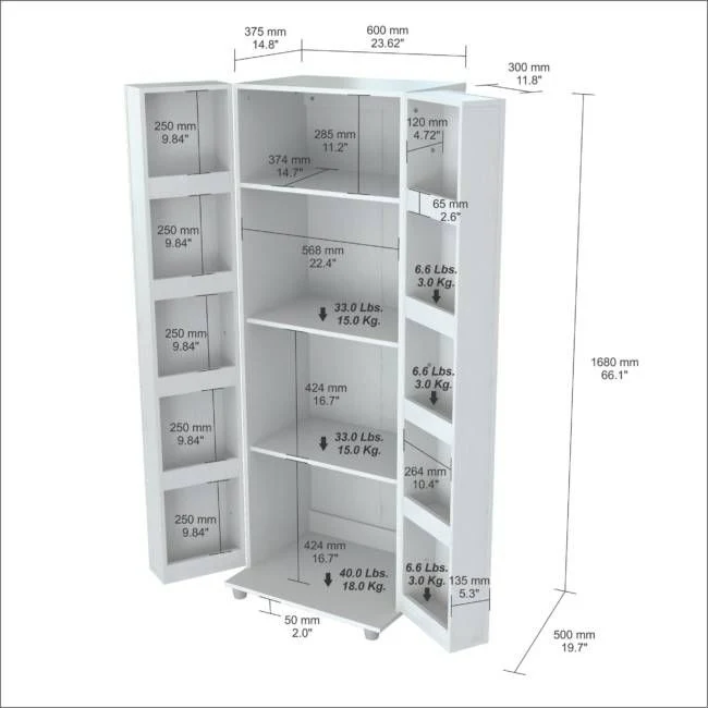 White Finish Wood Storage Cabinet With Two Doors By Homeroots - Image 5