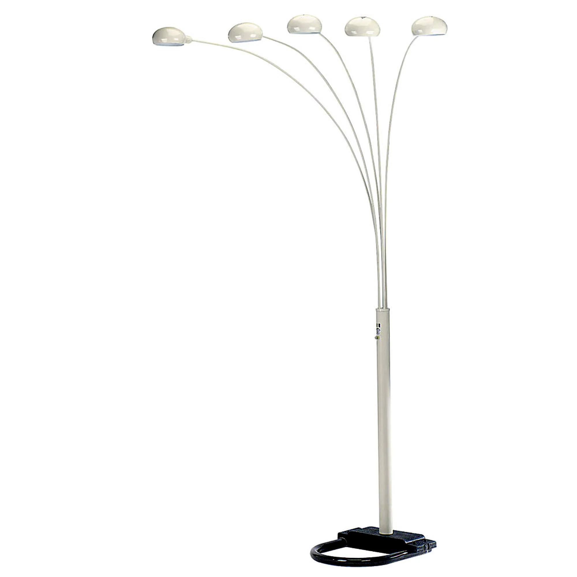 White Five Light Arc Floor Lamp With White Dome Shade By Homeroots - Image 2