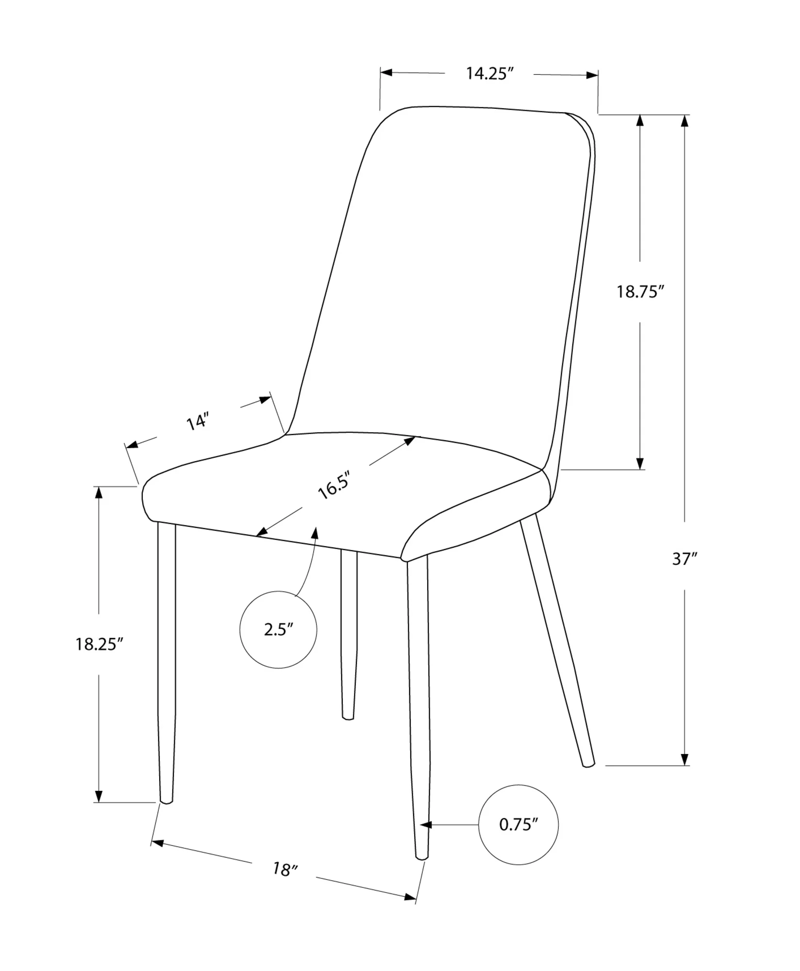 White Foam Metal Leather Look Dining Chairs 2Pcs By Homeroots - 332575 - Image 11