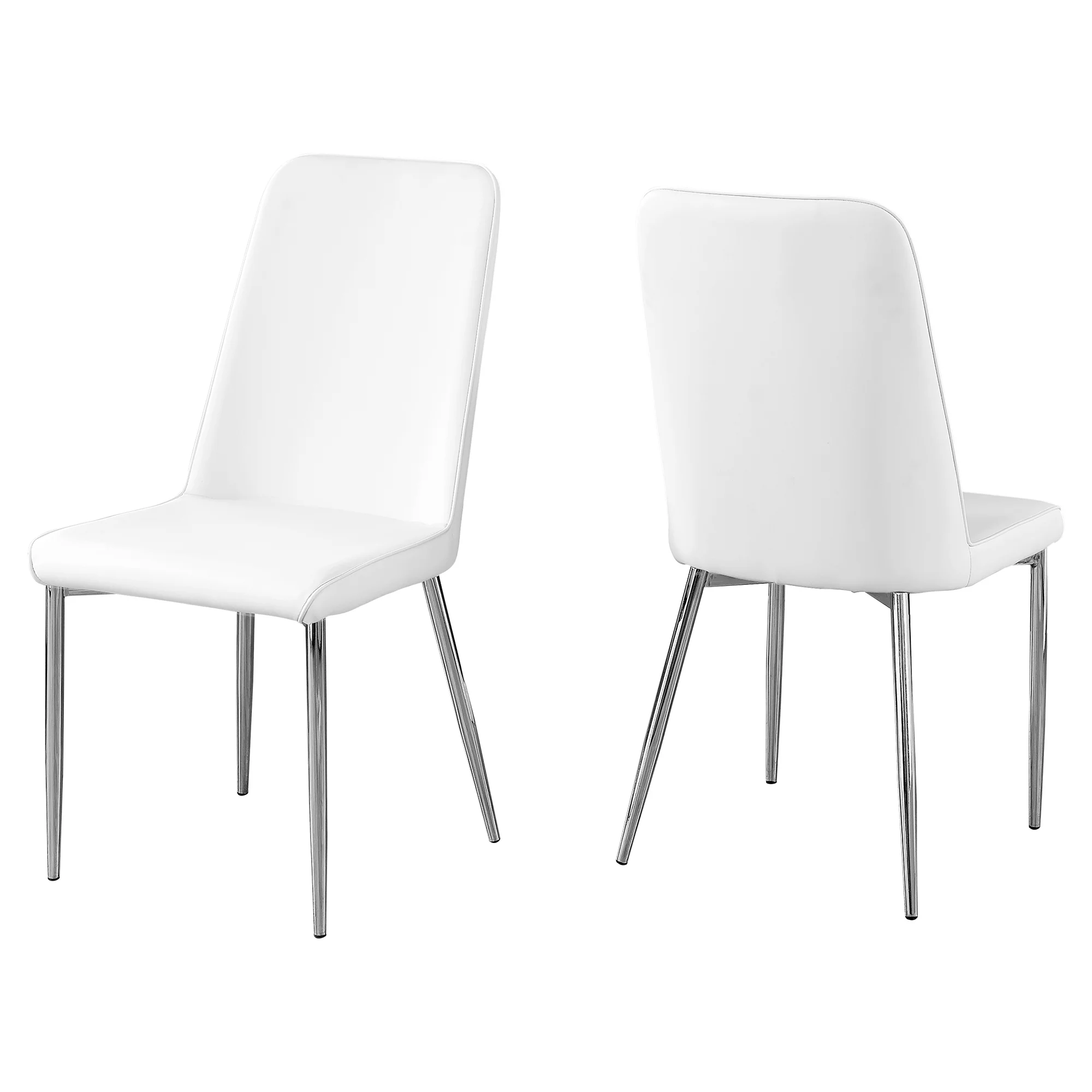 White Foam Metal Leather Look Dining Chairs 2Pcs By Homeroots - 332575 - Image 2