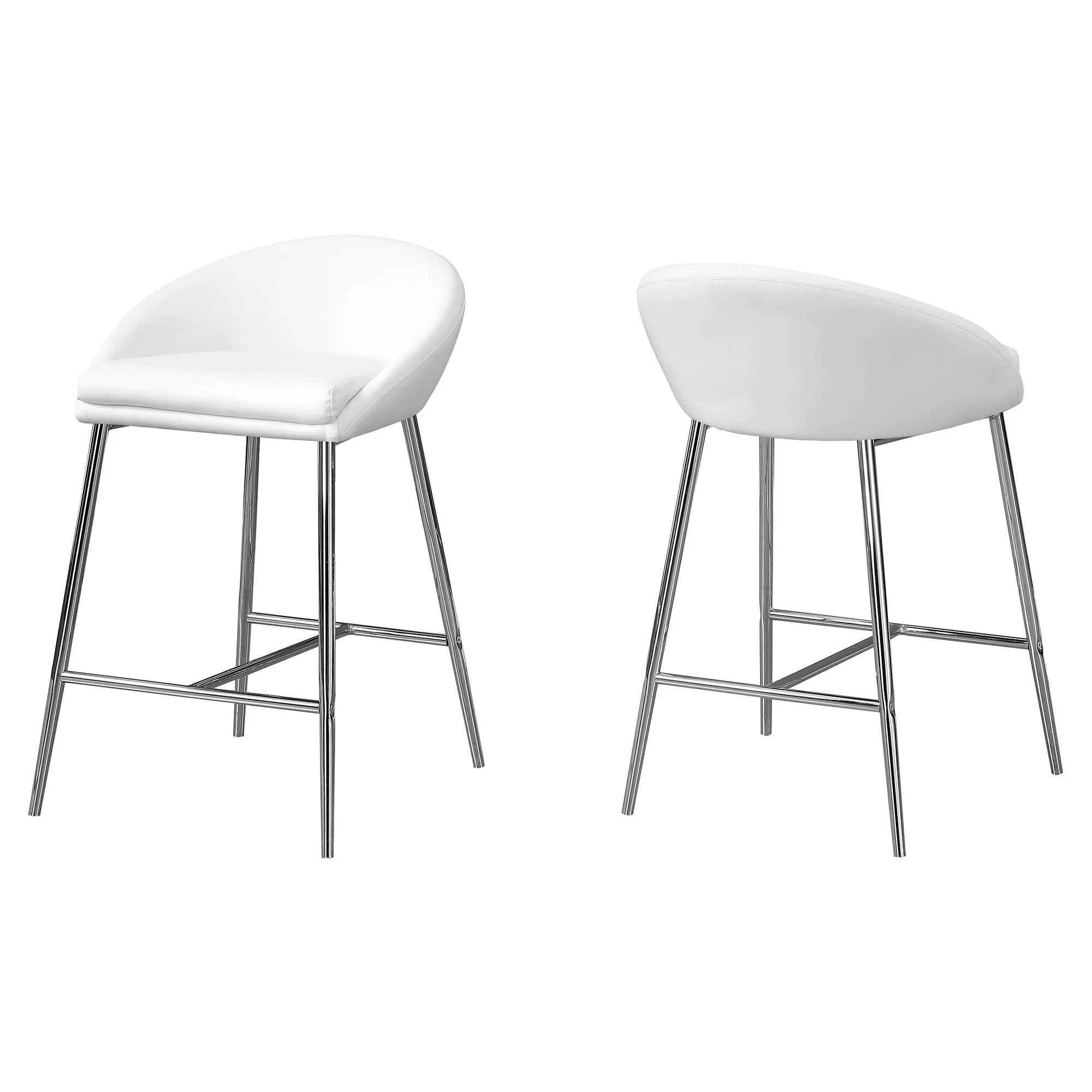 White Foam Metal Leatherlook Barstool 2Pcs By Homeroots - Image 2