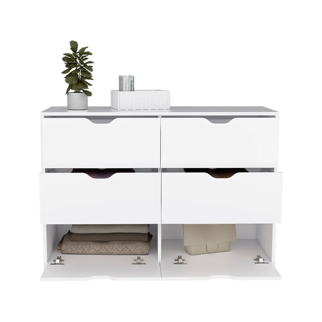 White Four Drawer Dresser By Homeroots - Image 4