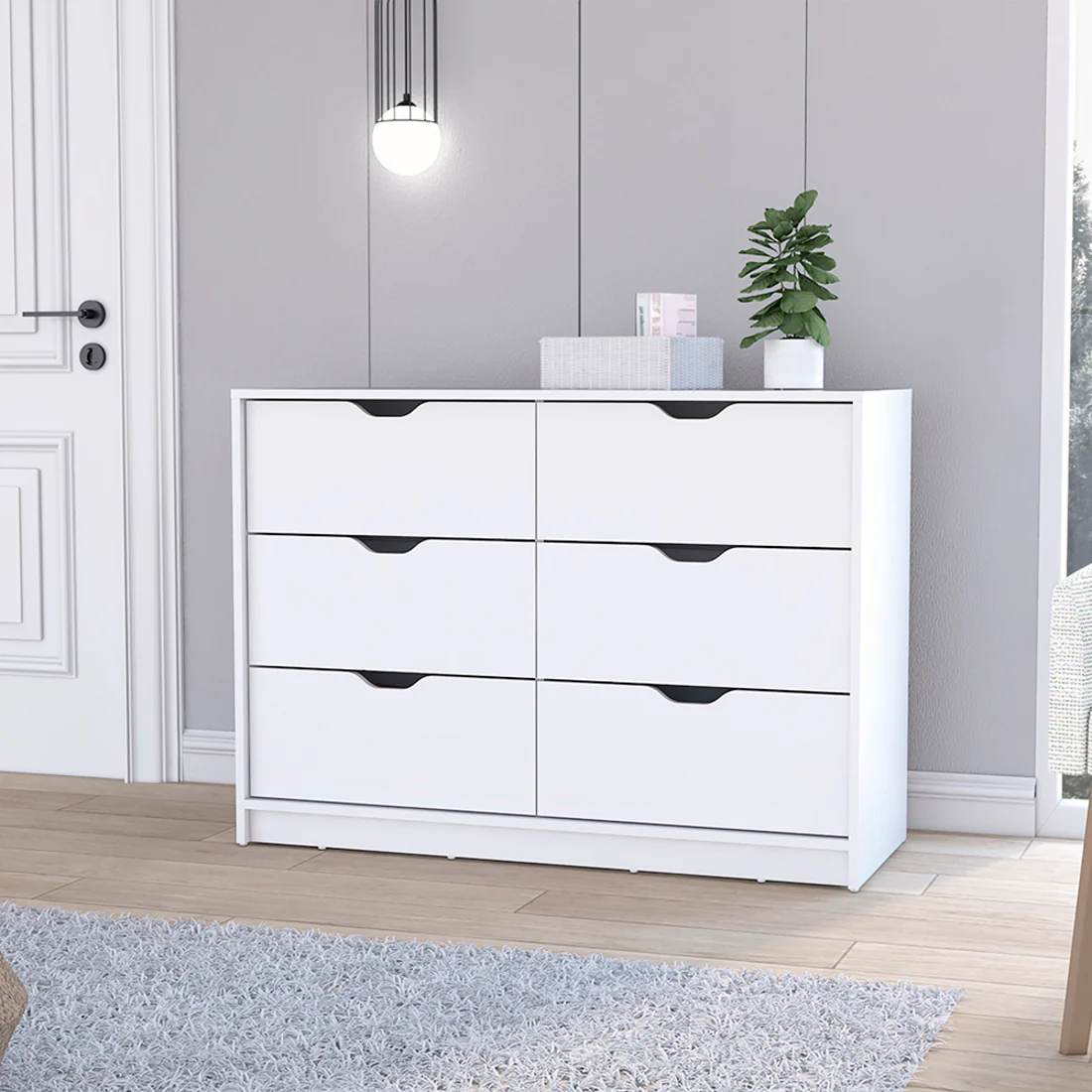 White Four Drawer Dresser By Homeroots - Image 7