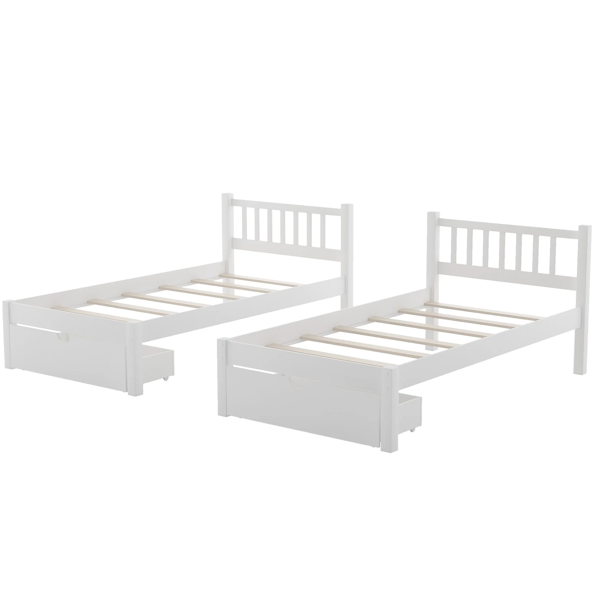 White Full Over Double Twin Triple Bunk Beds With Drawers By Homeroots - Image 8