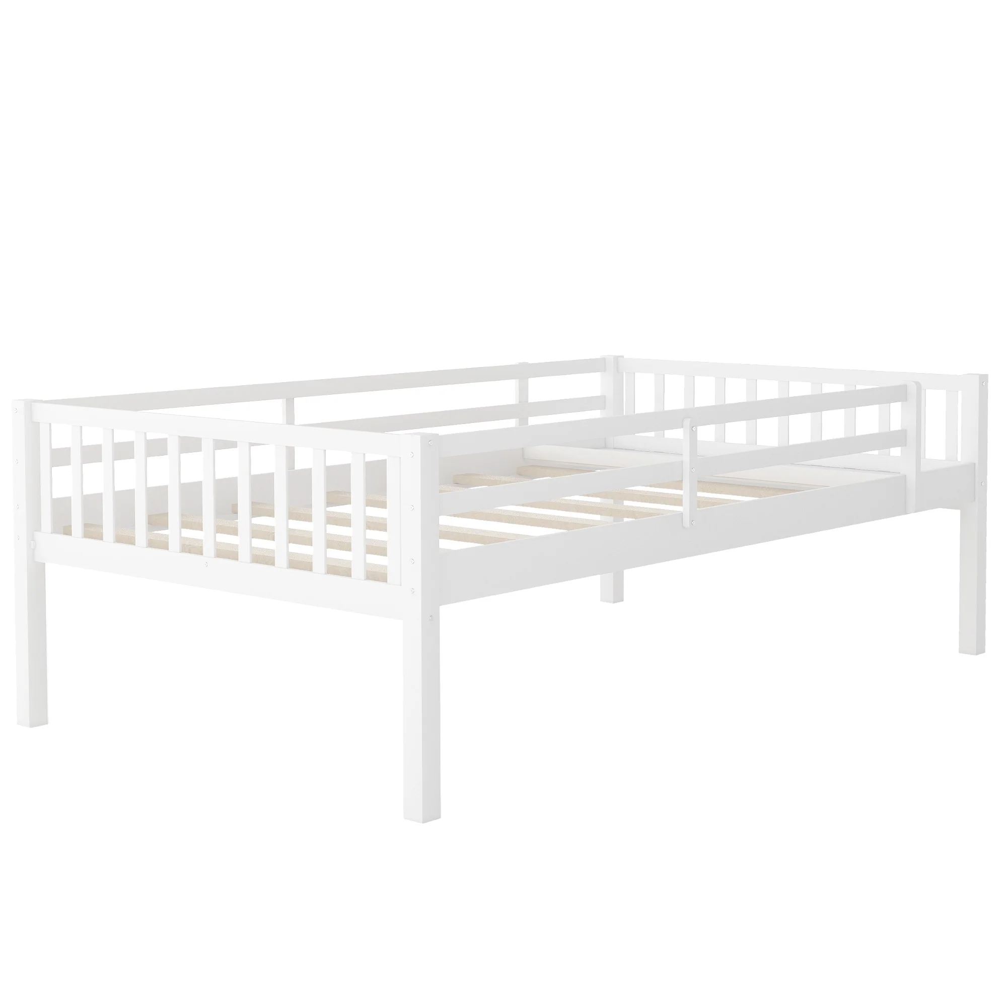 White Full Over Double Twin Triple Bunk Beds With Drawers By Homeroots - Image 9