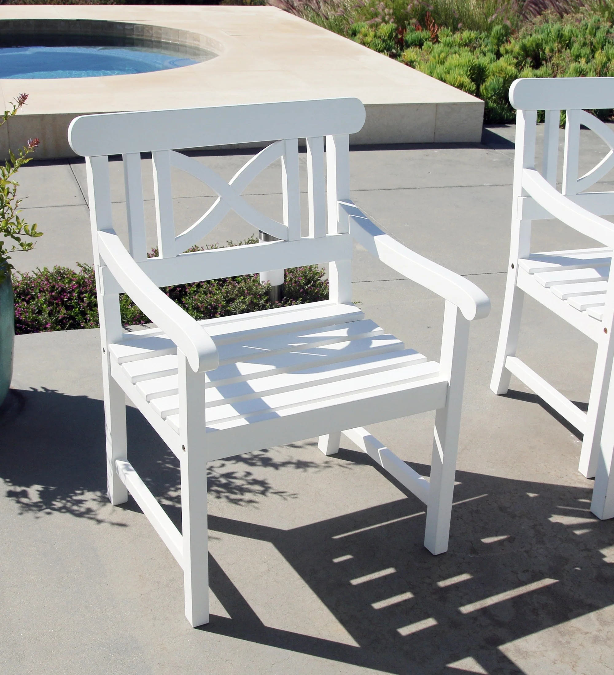 White Garden Armchair By Homeroots - Image 2