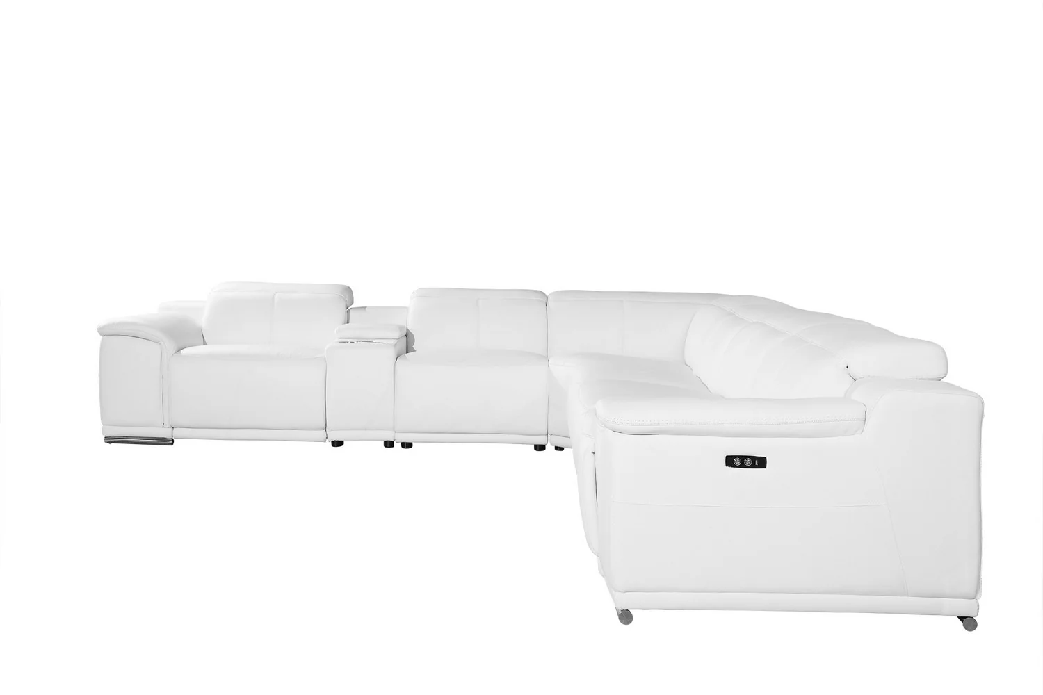 White Genuine Leather Power Reclining 7PC Sectional with 1 Console By Homeroots - Image 4
