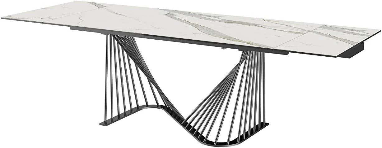 White Glass Ceramic Dining Table By Homeroots - Image 2