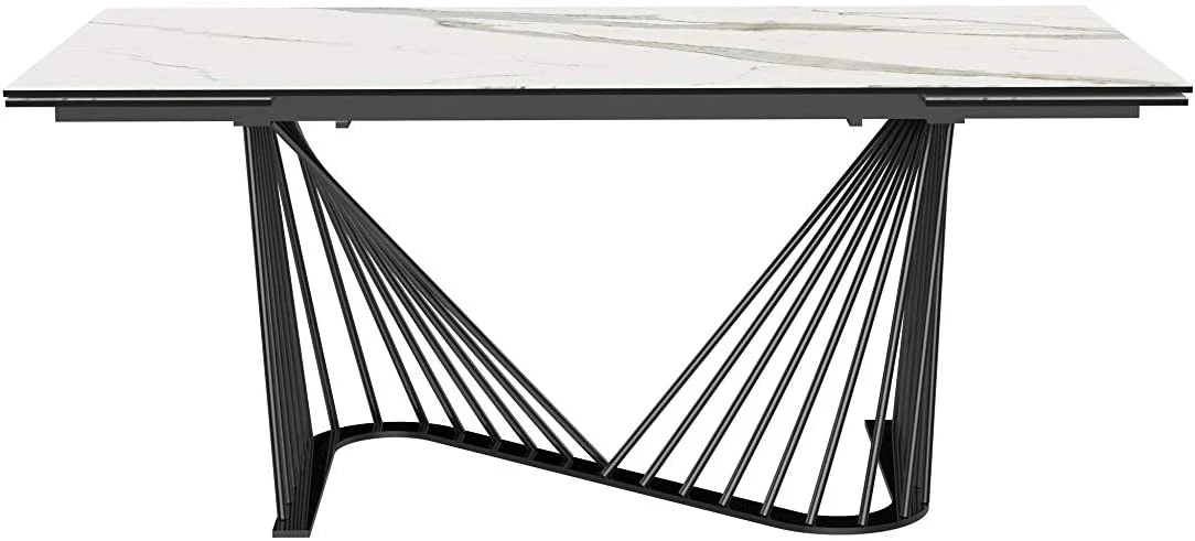White Glass Ceramic Dining Table By Homeroots - Image 3