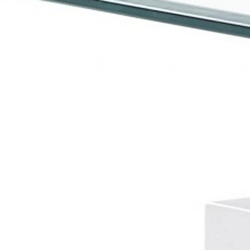 White glossy leg End Table with Rectangular Clear Glass Top By Homeroots - Image 5