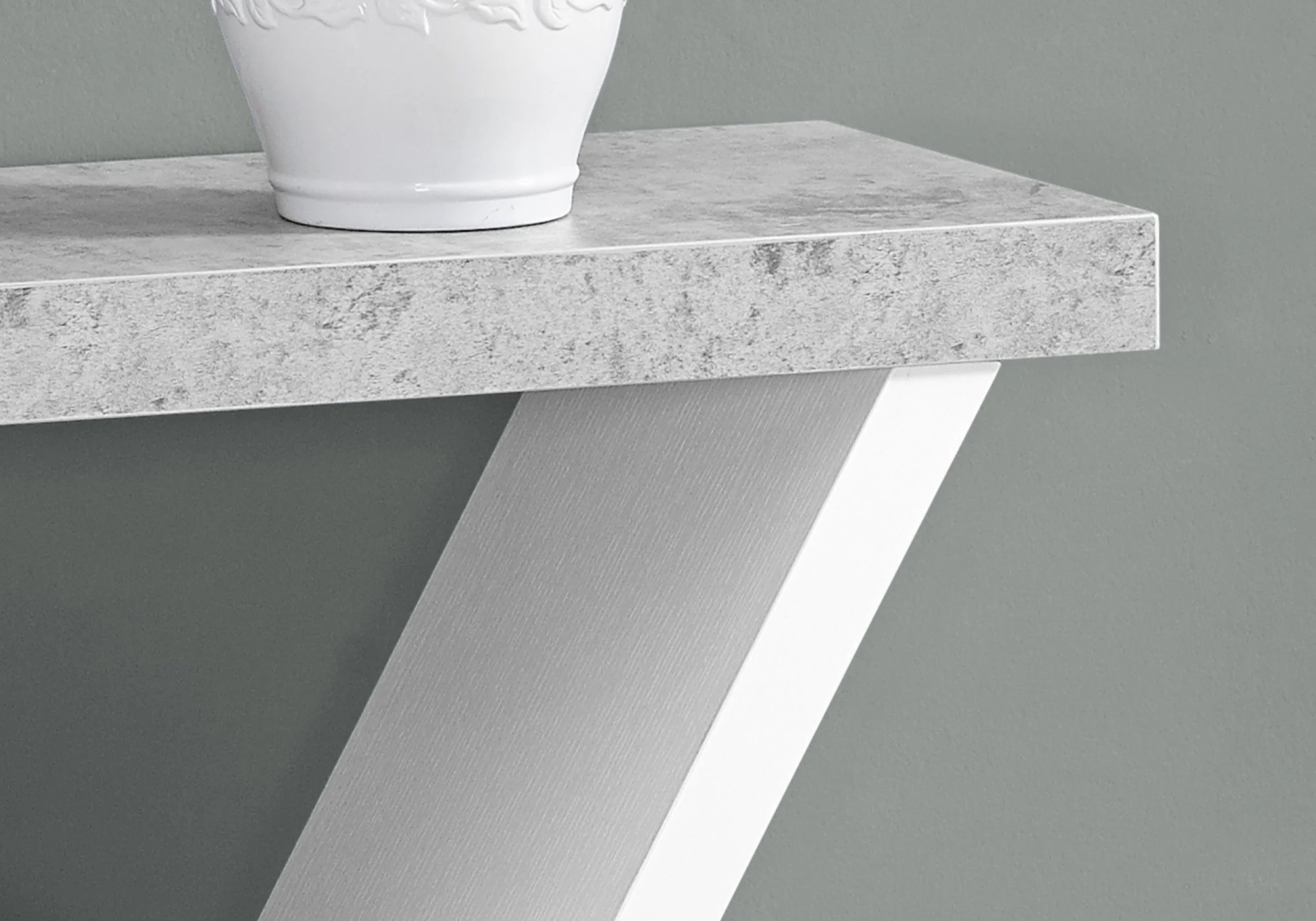 White Grey Finish Hollow Core Accent Table By Homeroots - Image 2