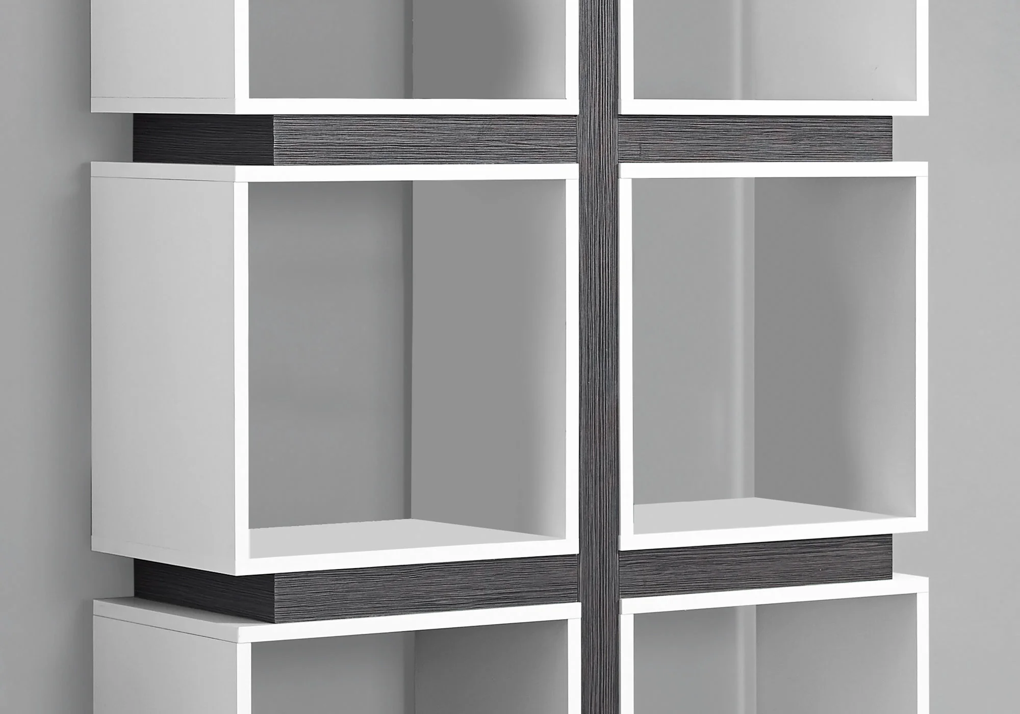 White Grey Particle Board Hollow Core Bookcase With A Hollow Core By Homeroots - Image 2