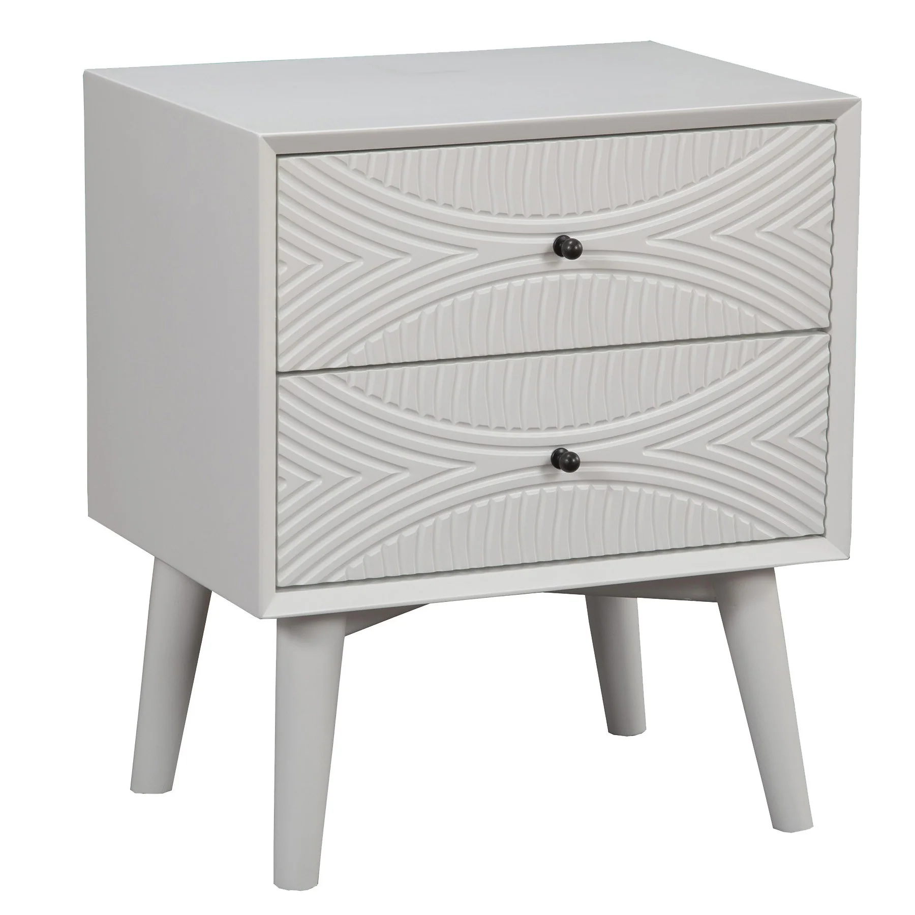 White Groovy 1 Drawer Wood Nightstand By Homeroots - Image 2