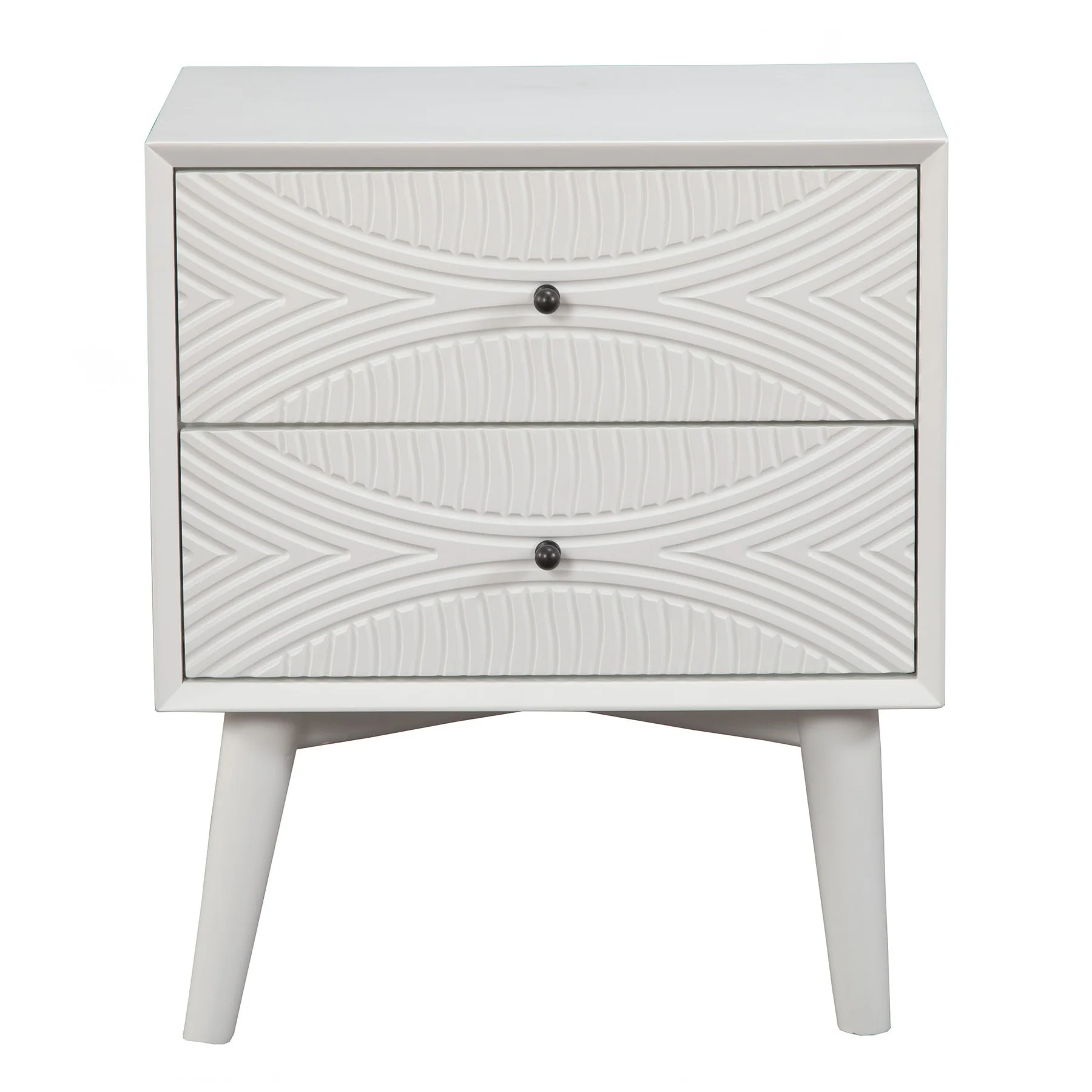 White Groovy 1 Drawer Wood Nightstand By Homeroots - Image 3