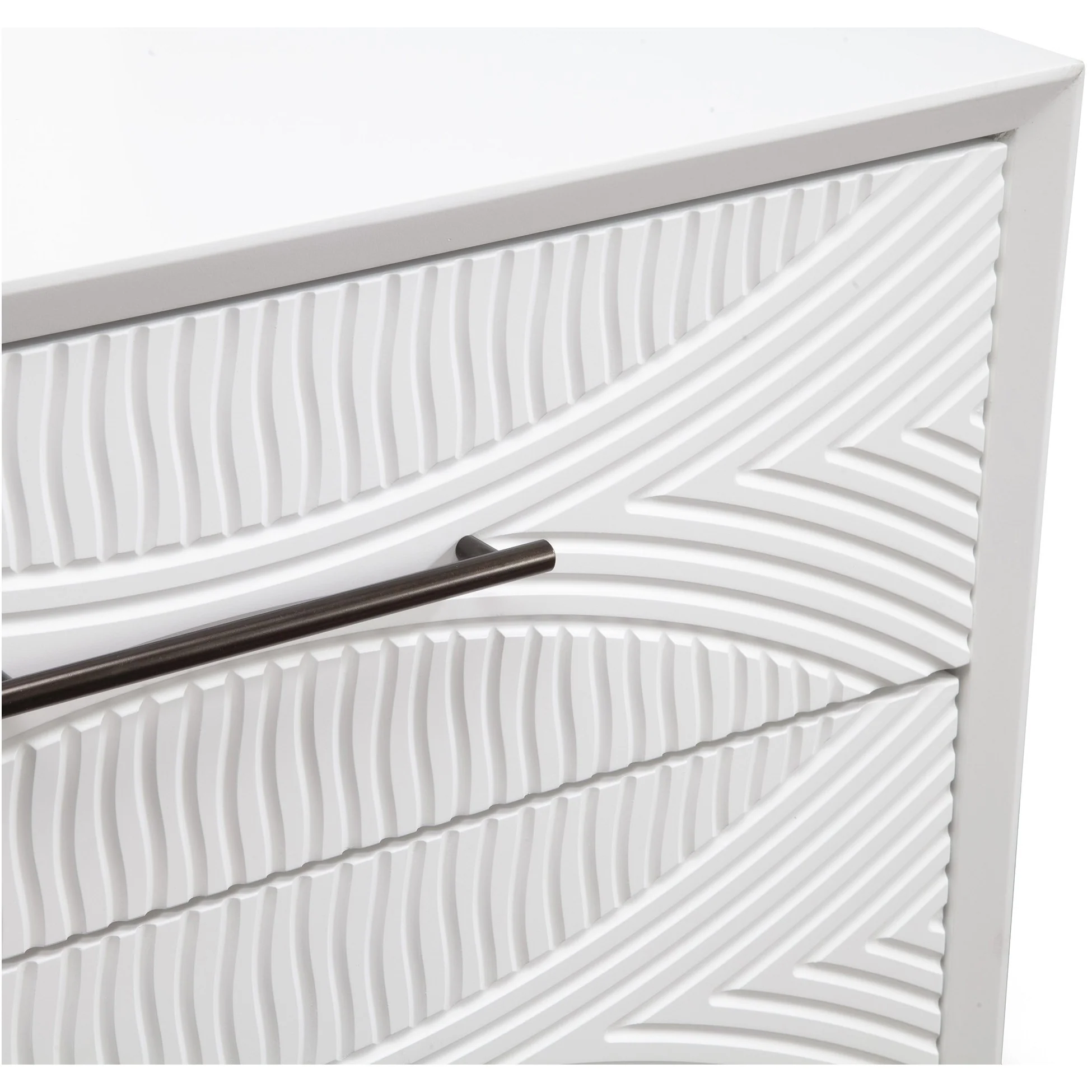 White Groovy 1 Drawer Wood Nightstand By Homeroots - Image 4