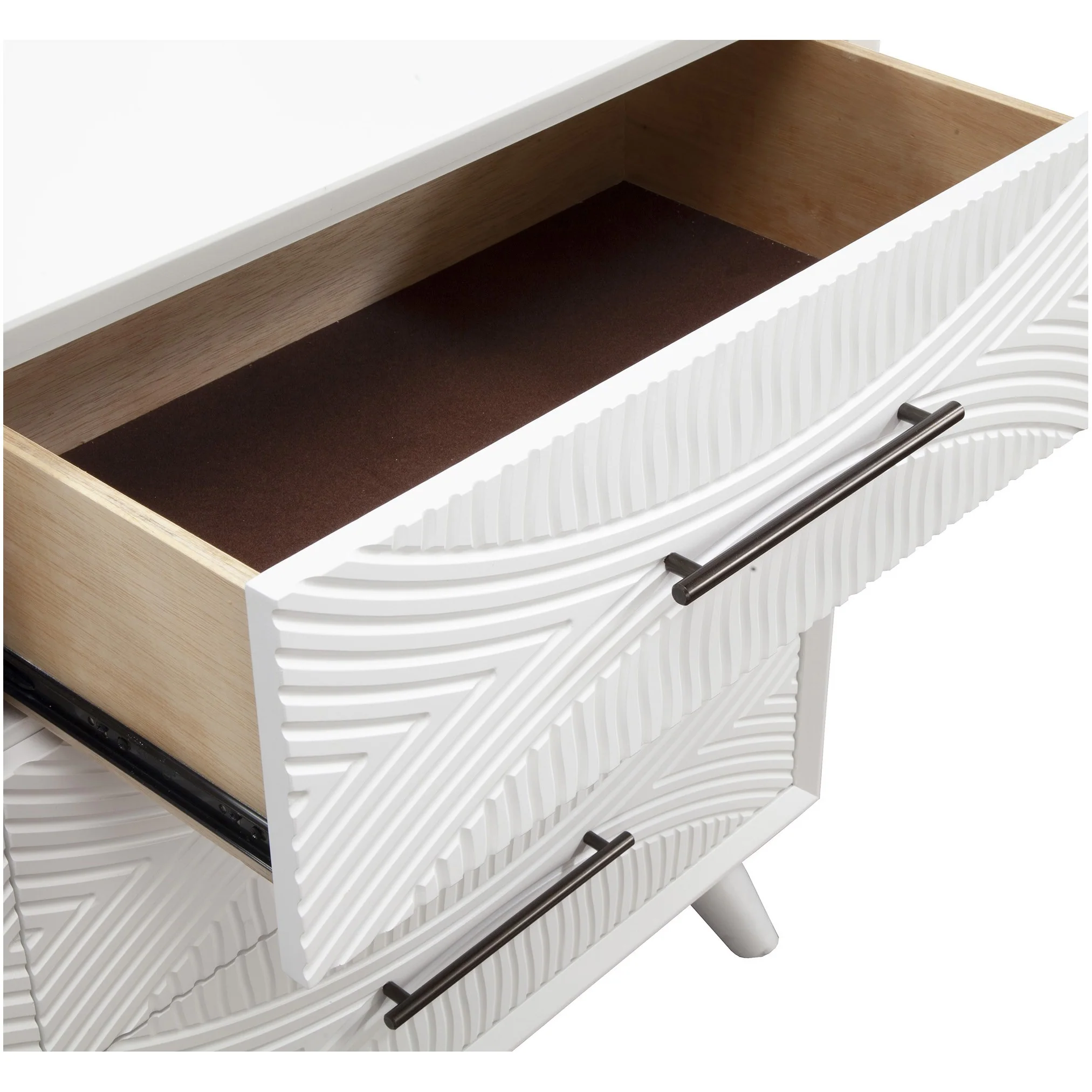 White Groovy 1 Drawer Wood Nightstand By Homeroots - Image 5