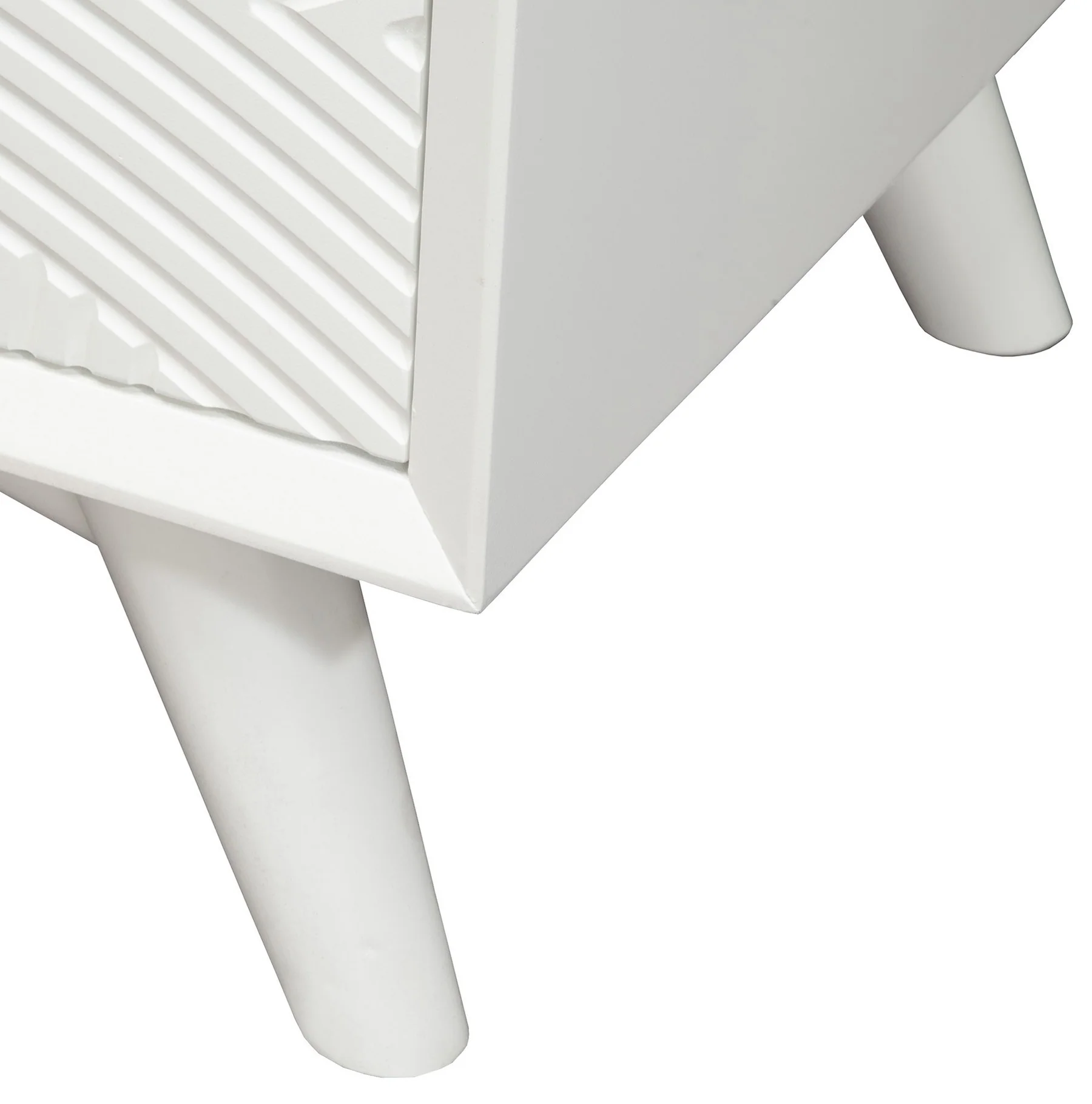 White Groovy 1 Drawer Wood Nightstand By Homeroots - Image 6
