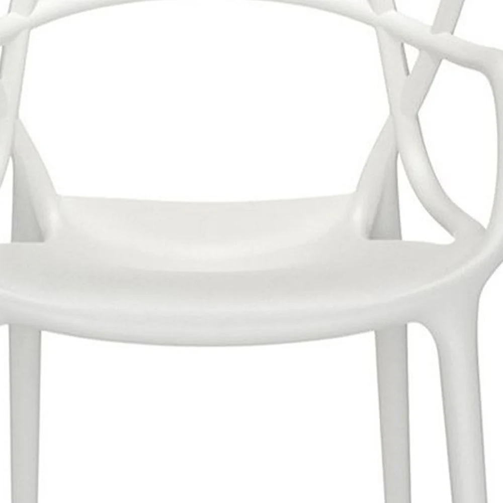 White Heavy Duty Plastic Open Back Dining Arm Chair By Homeroots - Image 3
