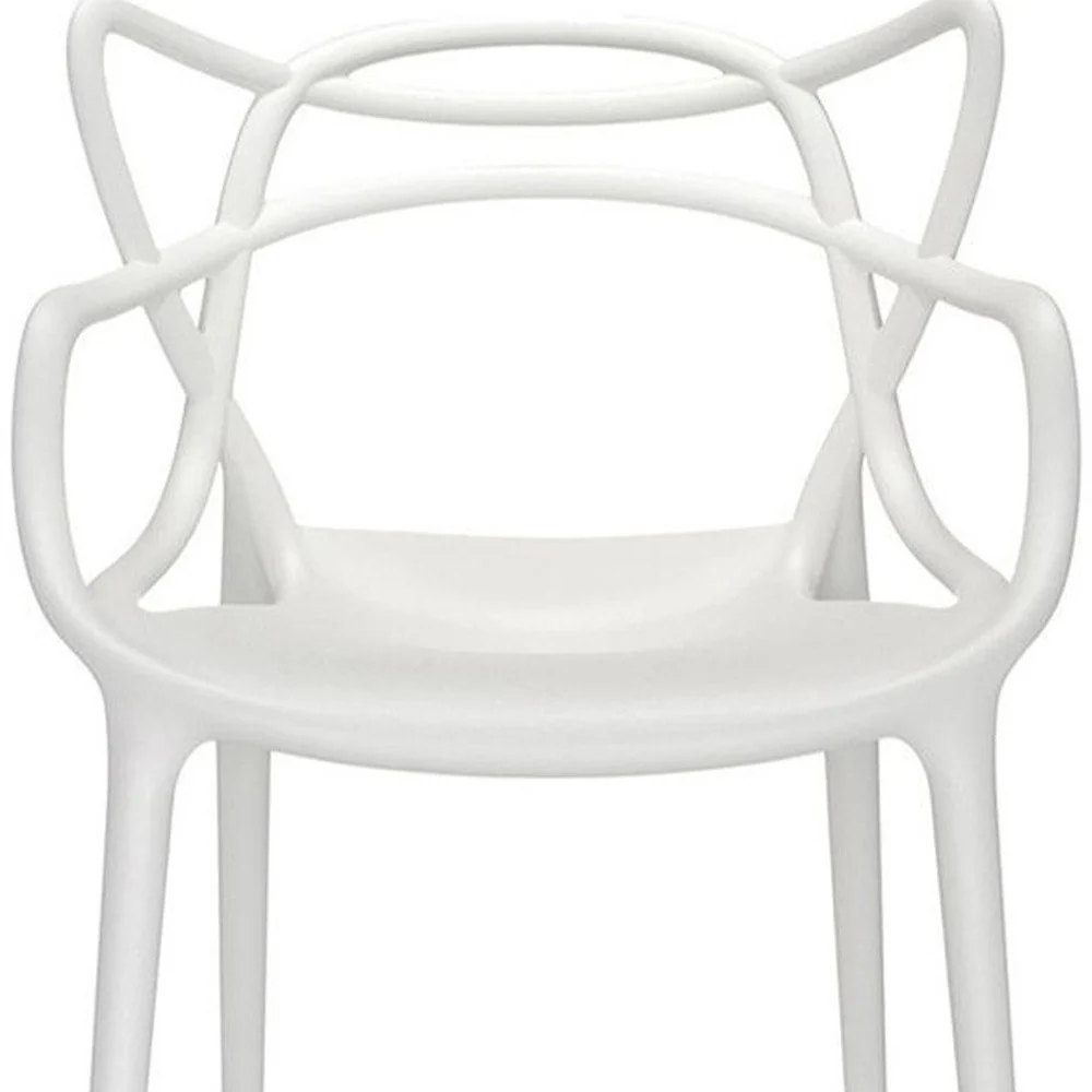 White Heavy Duty Plastic Open Back Dining Arm Chair By Homeroots - Image 4