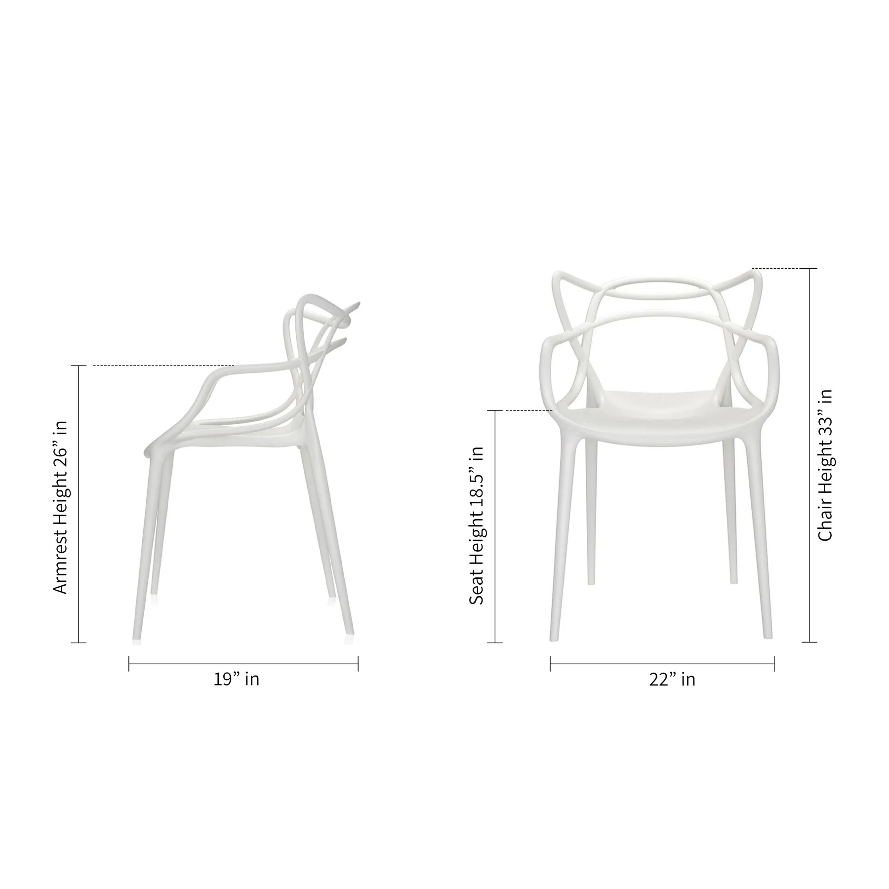 White Heavy Duty Plastic Open Back Dining Arm Chair By Homeroots - Image 6