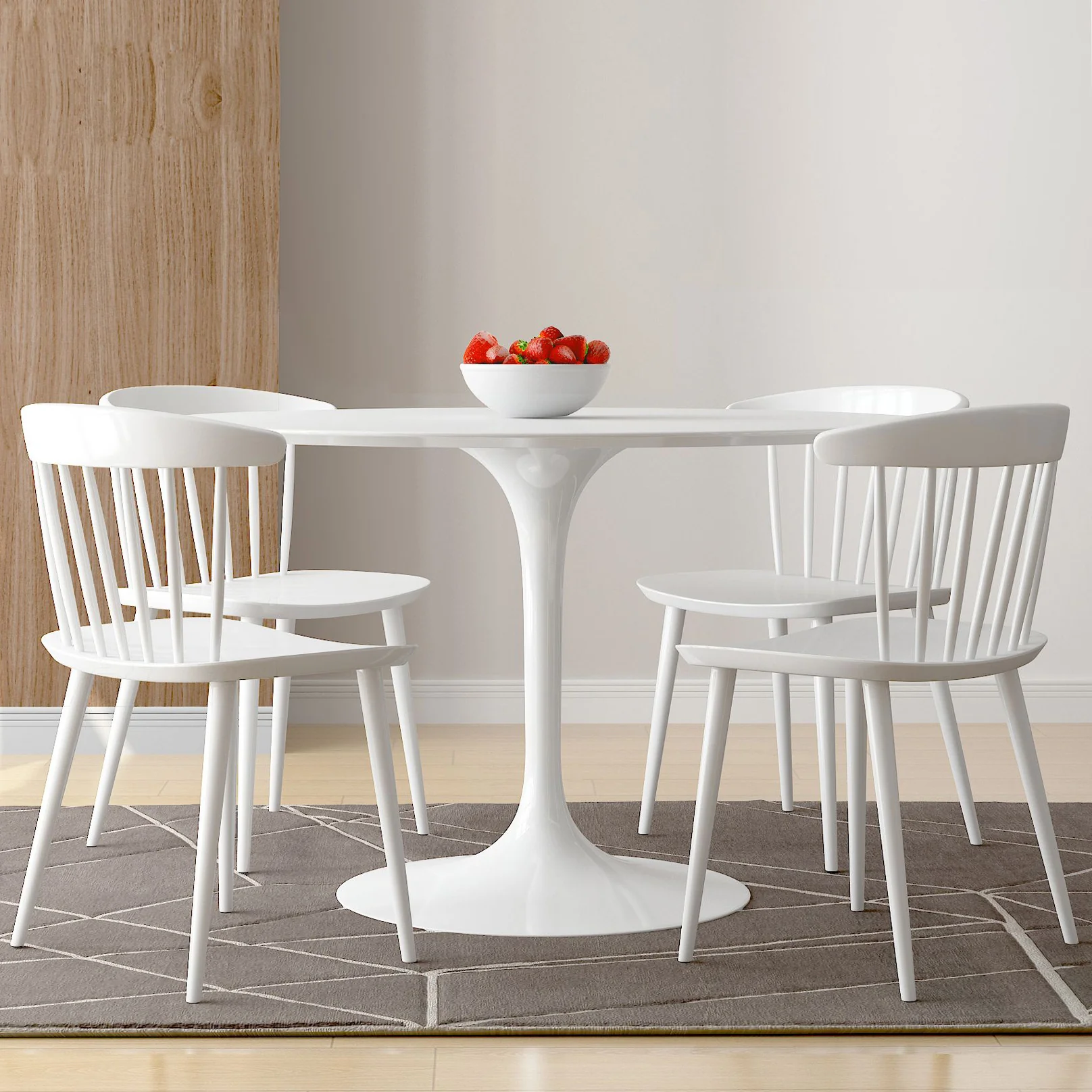 White Heavy Duty Plastic Slat Back Dining Side Chair By Homeroots - Image 5