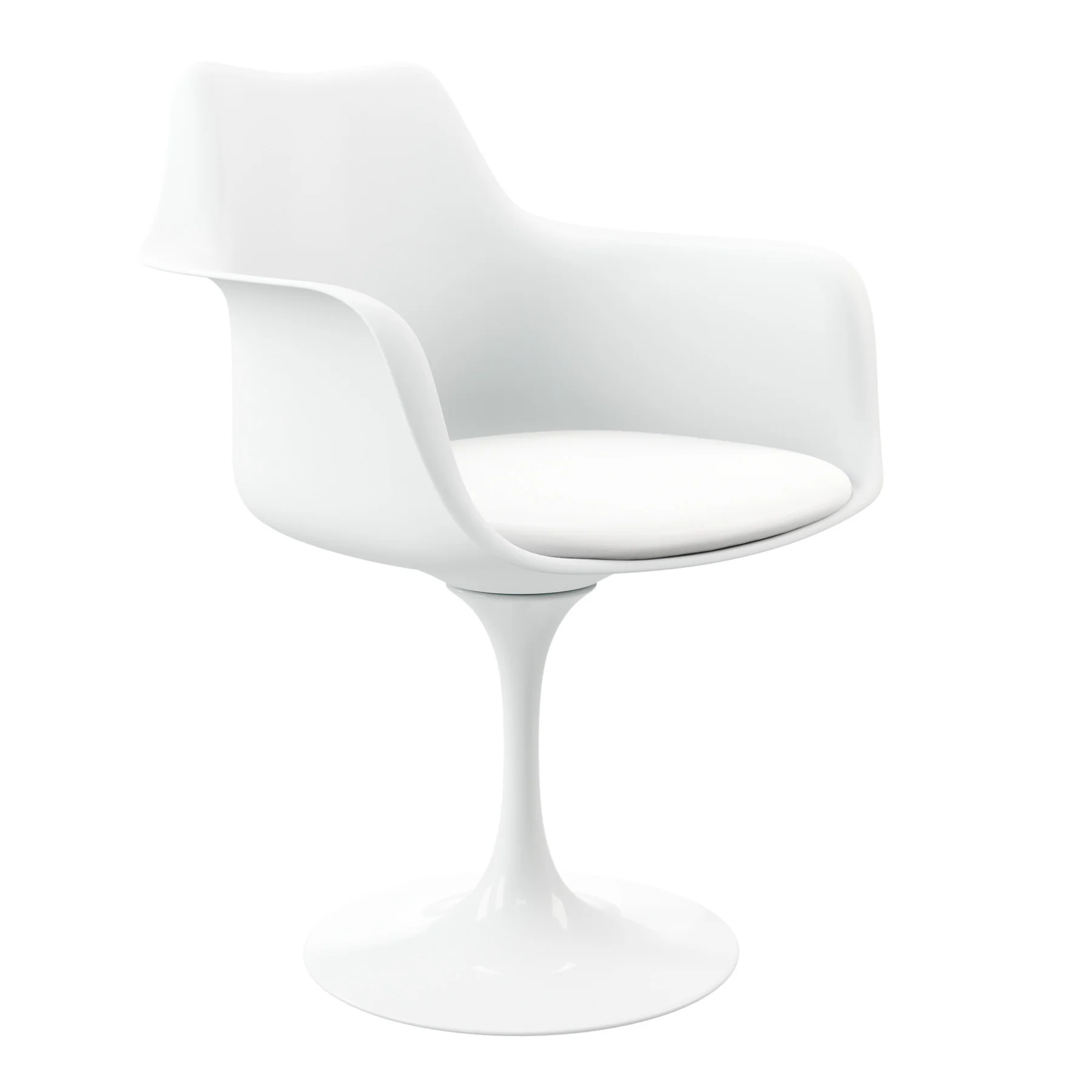 White Heavy Duty Plastic Swivel Dining Arm Chair With Faux Leather Cushion By Homeroots - Image 2