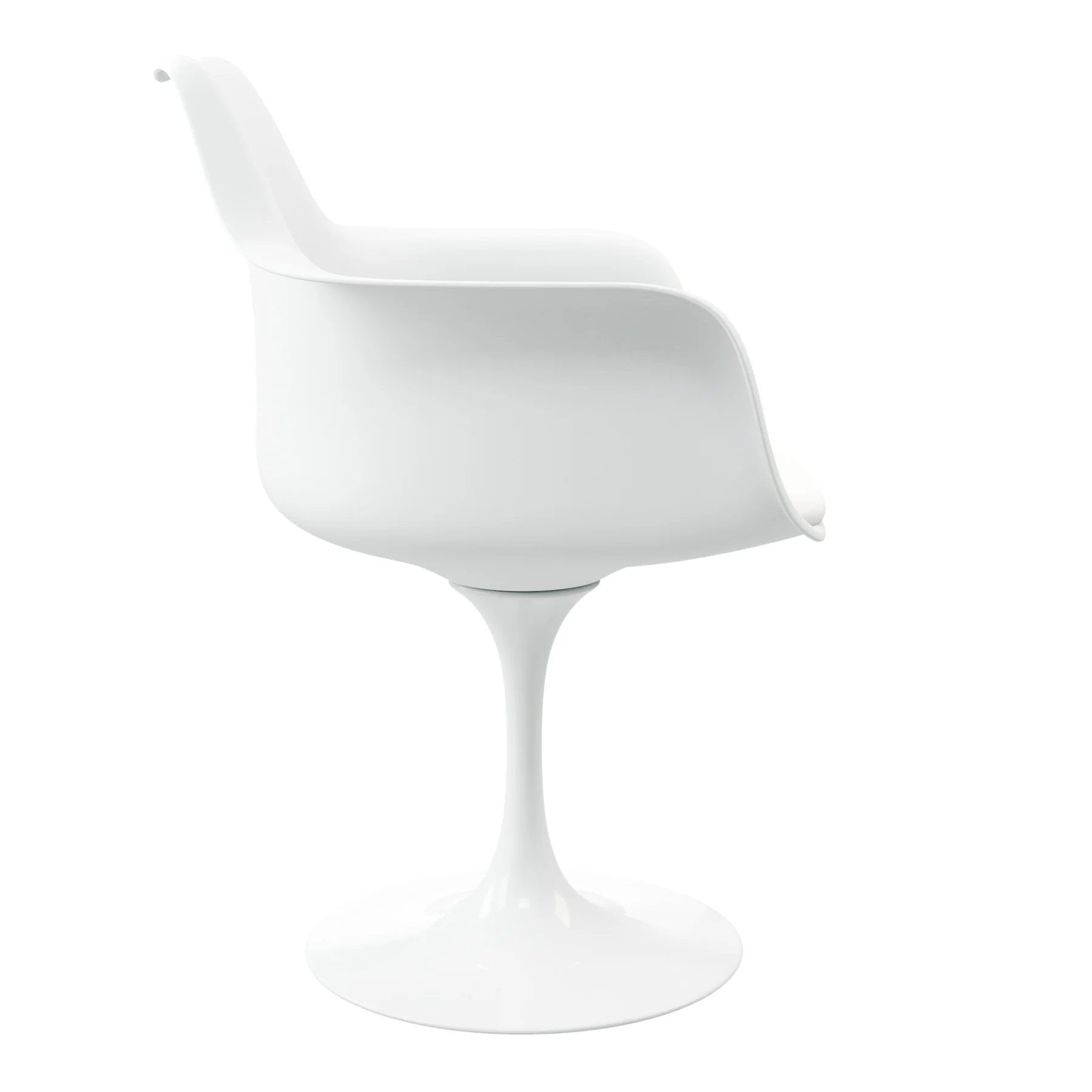 White Heavy Duty Plastic Swivel Dining Arm Chair With Faux Leather Cushion By Homeroots - Image 3