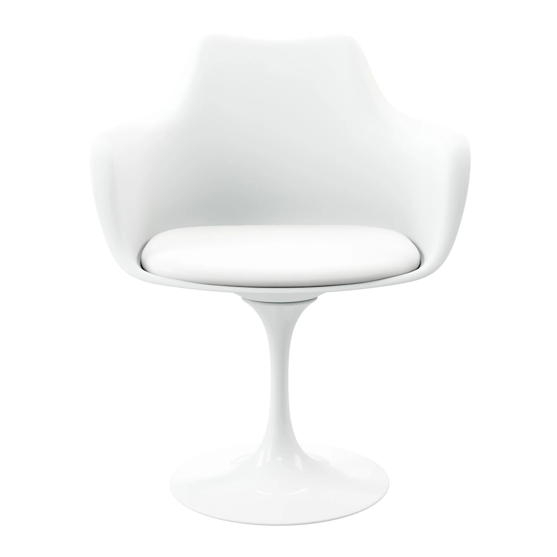 White Heavy Duty Plastic Swivel Dining Arm Chair With Faux Leather Cushion By Homeroots - Image 7