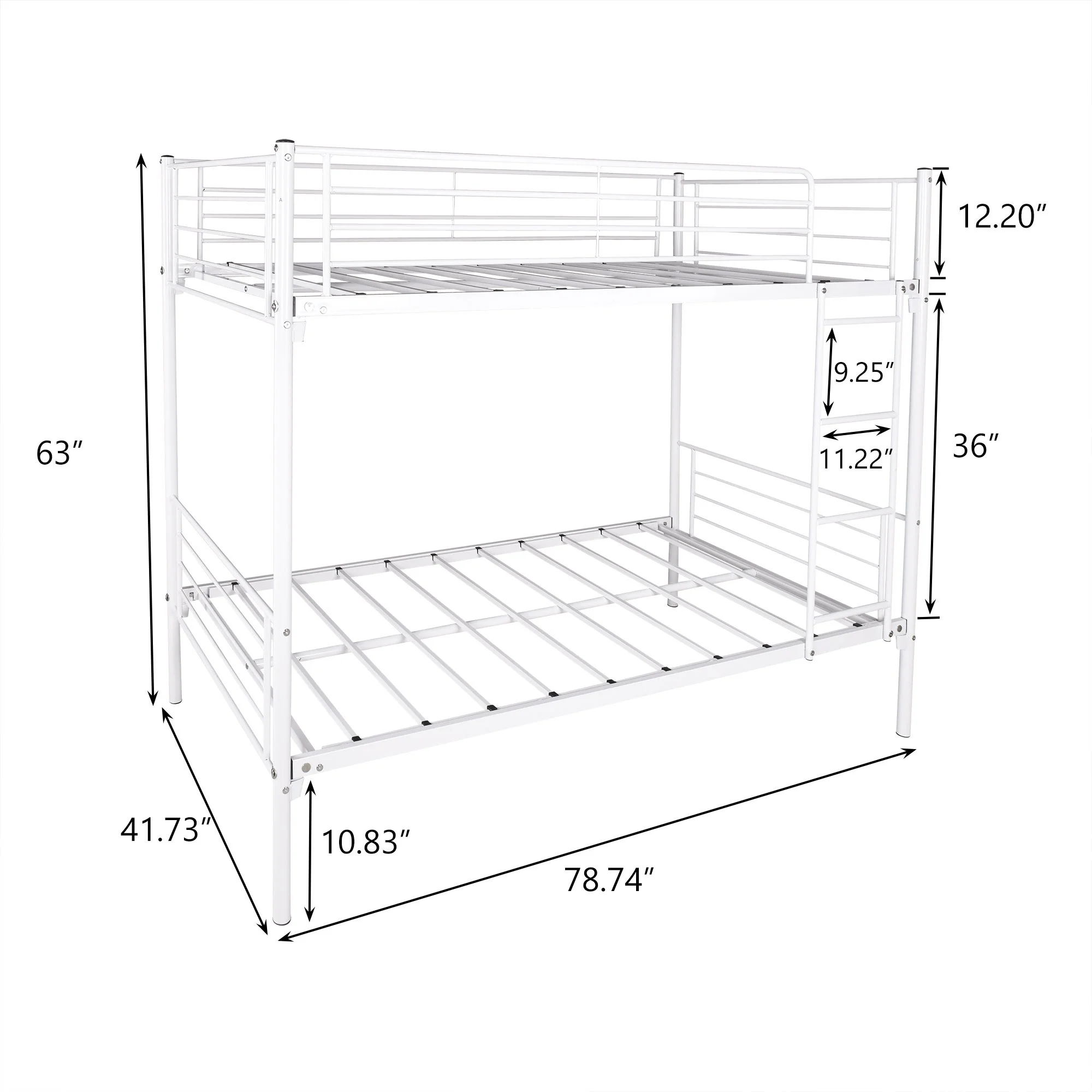 White Heavy Duty Twin Over Full Metal Bunk Bed By Homeroots - Image 4