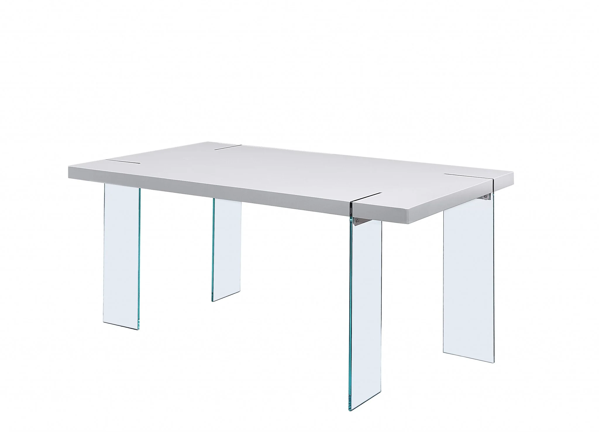 White High Gloss Clear Glass Dining Table By Homeroots - Image 2