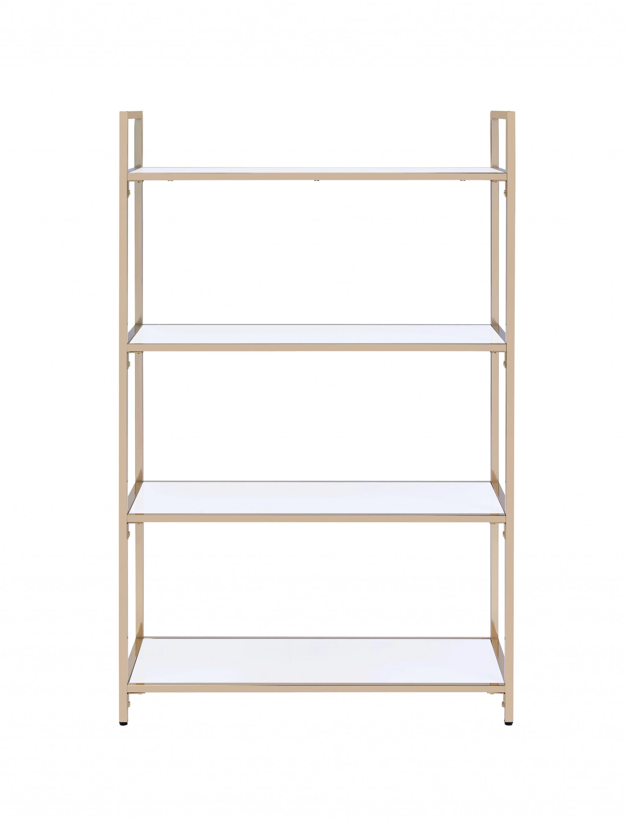White High Gloss Gold Metal Wood Bookshelf By Homeroots - Image 2