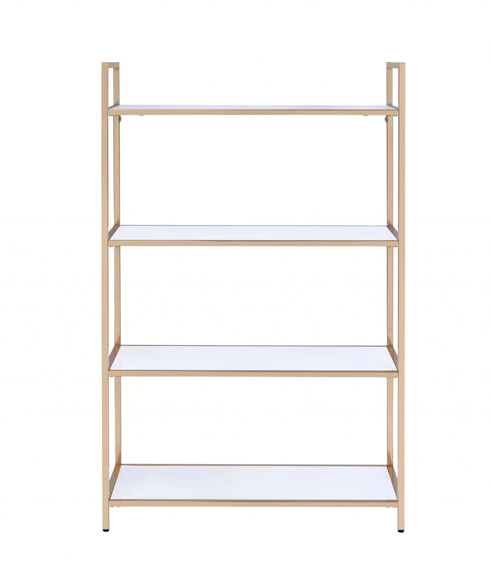 White High Gloss Gold Metal Wood Bookshelf By Homeroots - Image 3