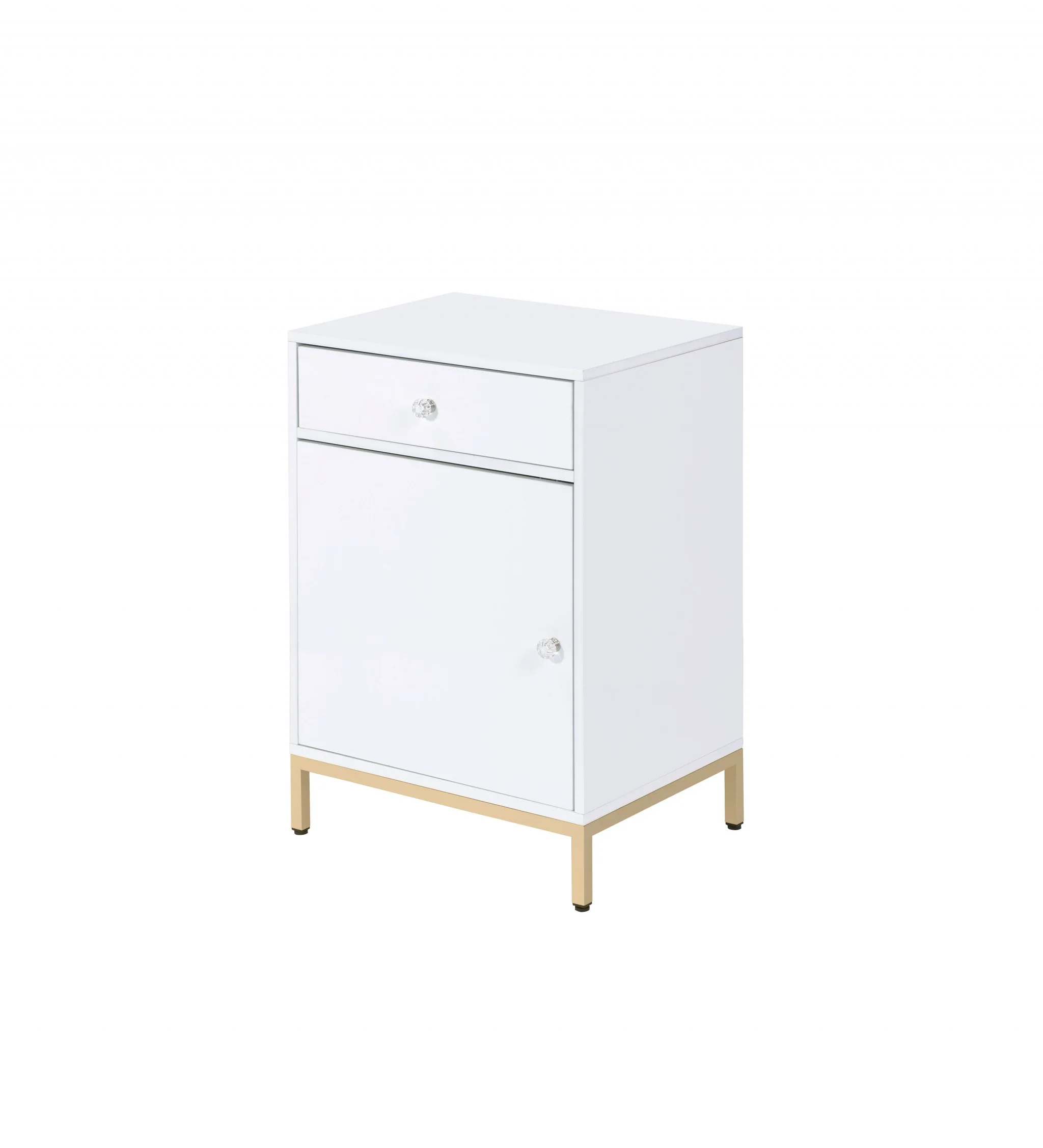 White High Gloss Gold Metal Wood Cabinet By Homeroots - Image 2