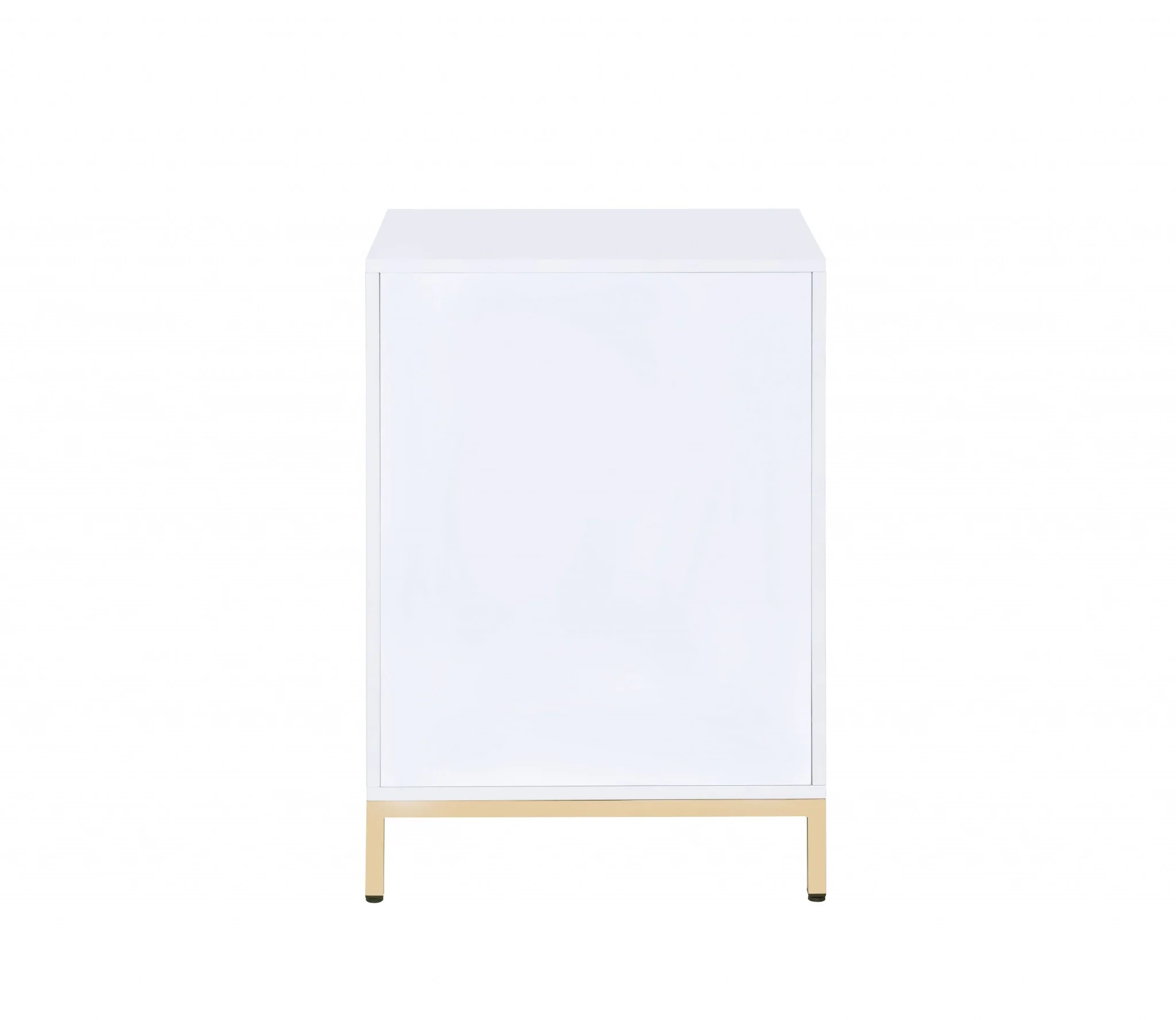 White High Gloss Gold Metal Wood Cabinet By Homeroots - Image 3