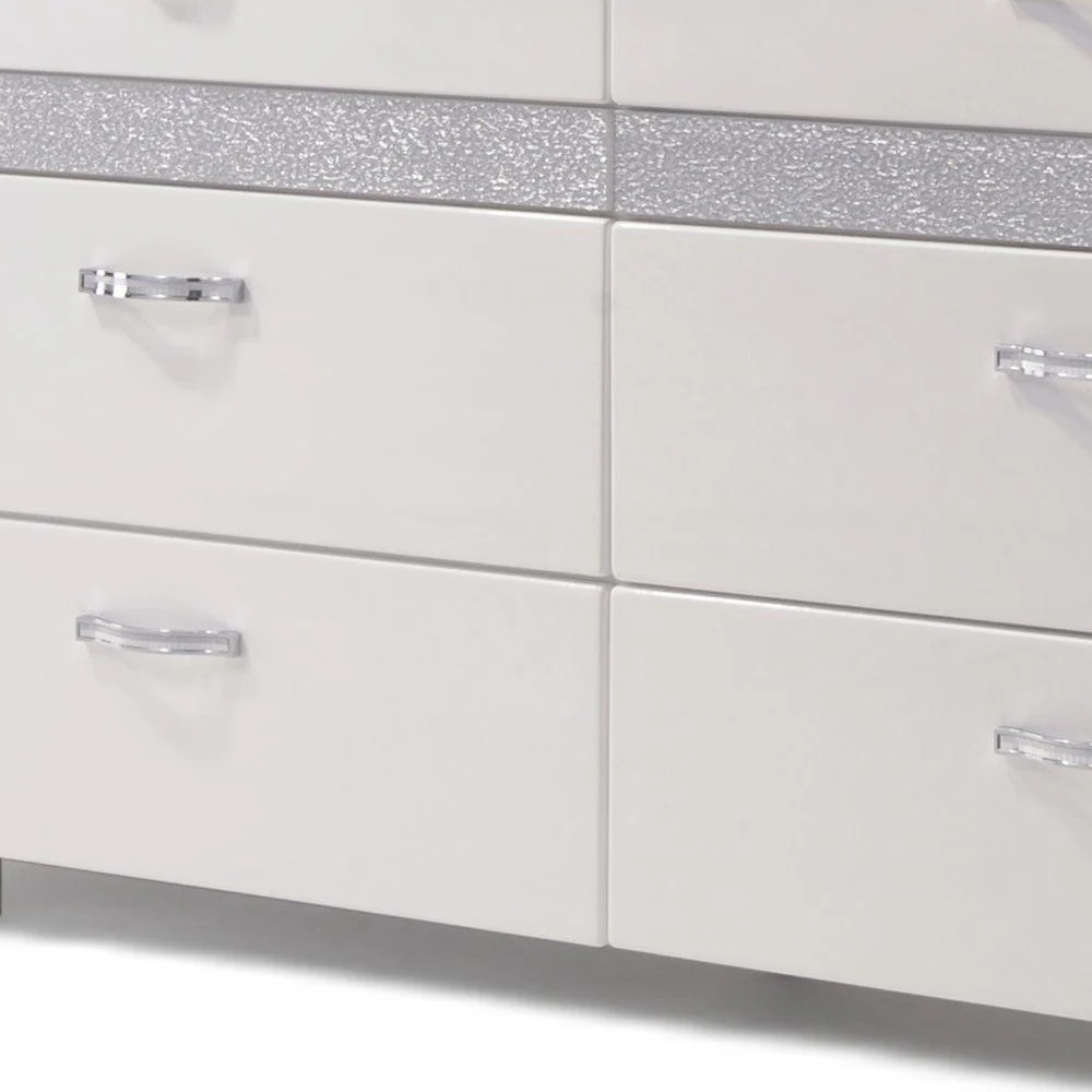White High Gloss Manufactured Wood Eight Drawer Double Dresser By Homeroots - Image 2