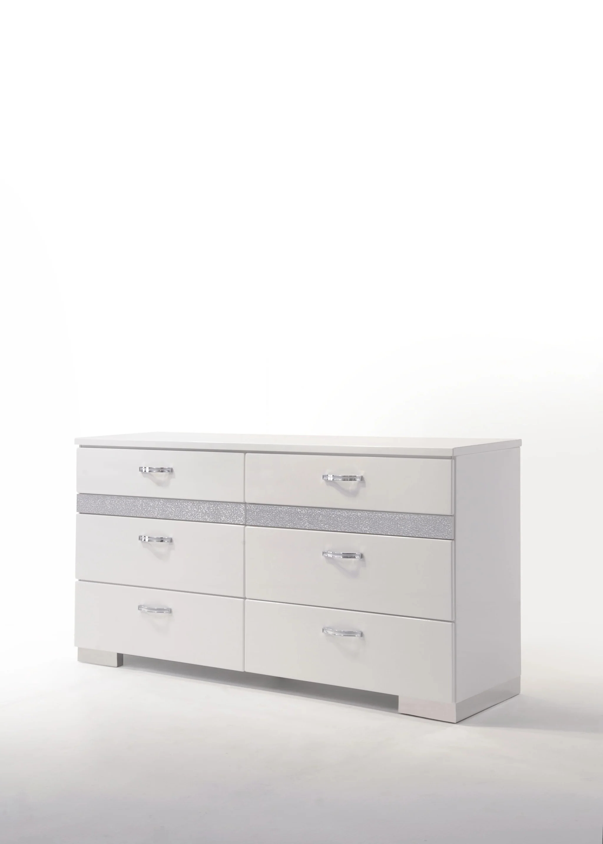 White High Gloss Manufactured Wood Eight Drawer Double Dresser By Homeroots - Image 3