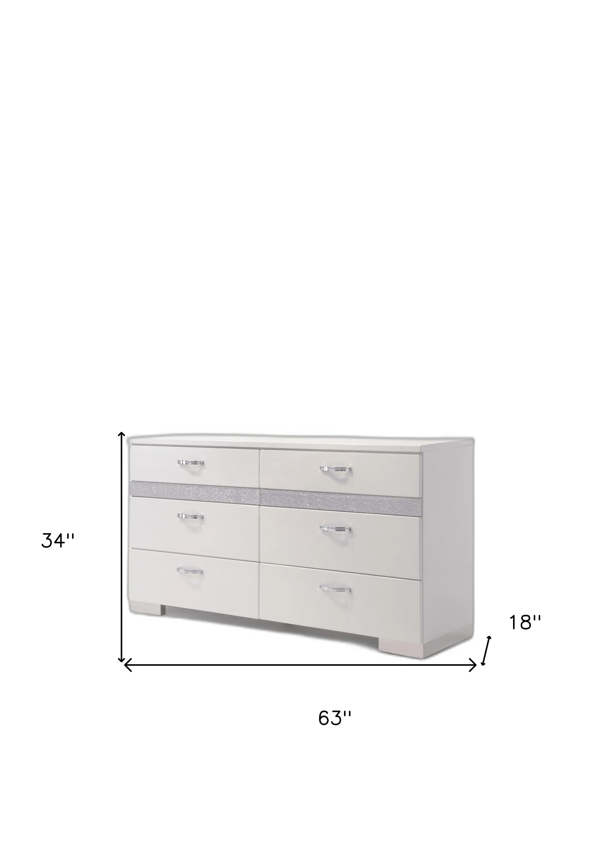 White High Gloss Manufactured Wood Eight Drawer Double Dresser By Homeroots - Image 4