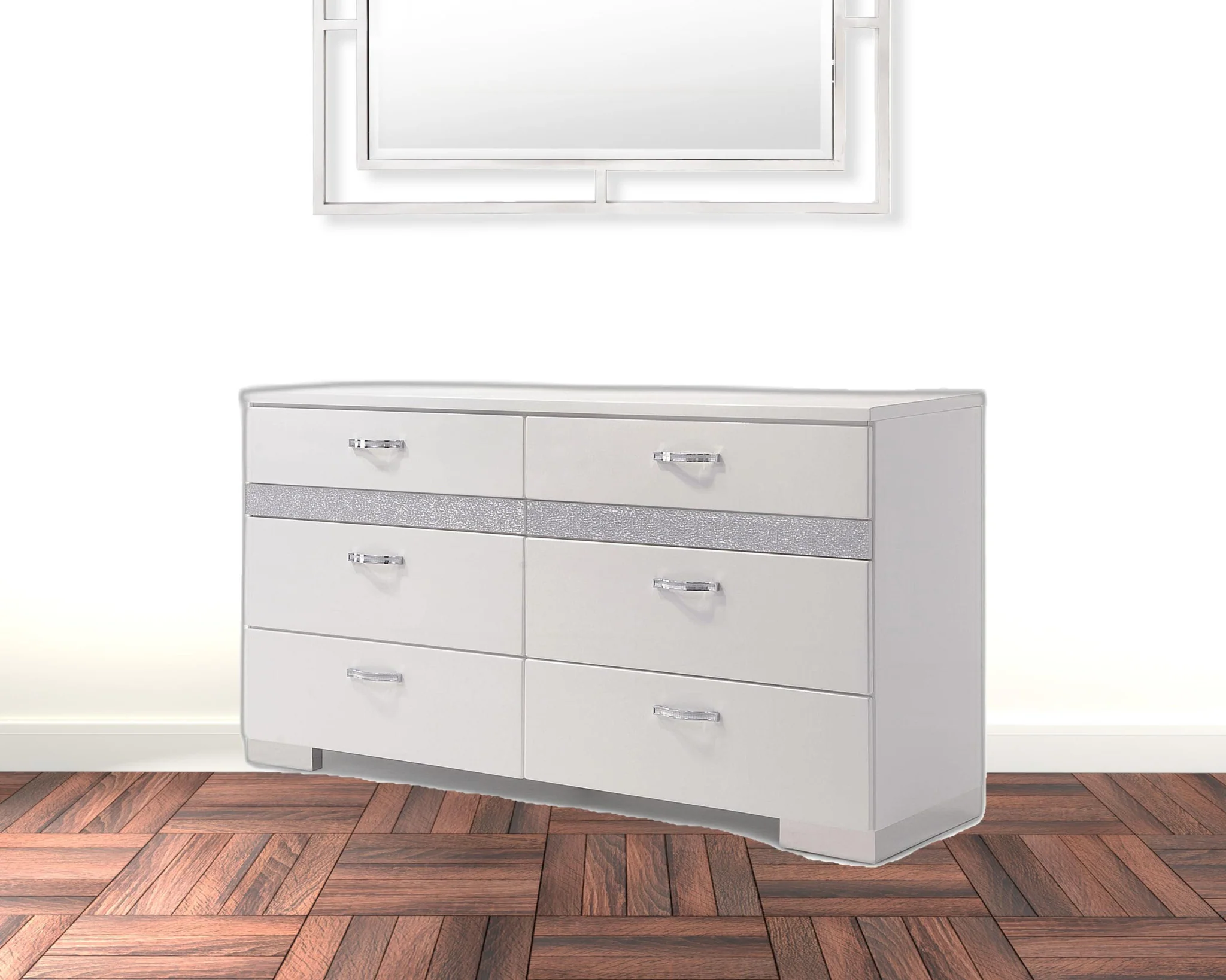 White High Gloss Manufactured Wood Eight Drawer Double Dresser By Homeroots - Image 5