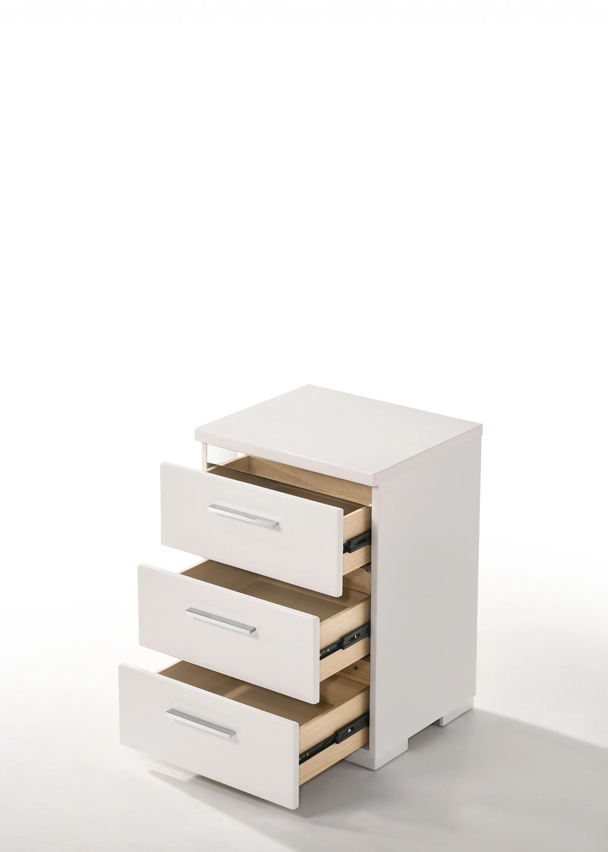 White High Gloss Wood Veneer Paper Nightstand By Homeroots - Image 3