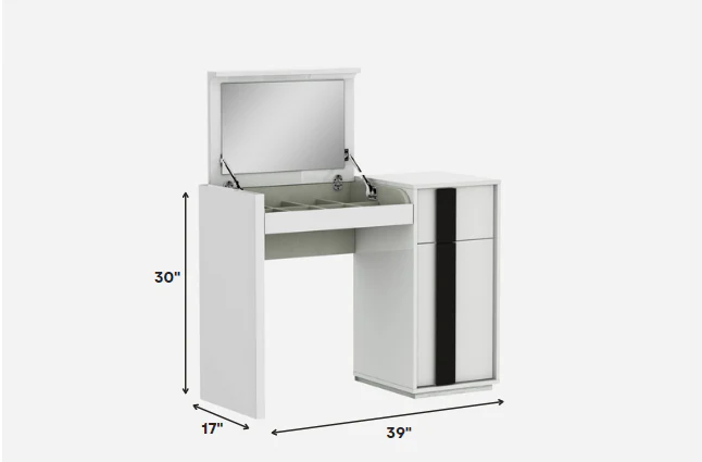 White Iron Vanity Dresser By Homeroots - Image 2