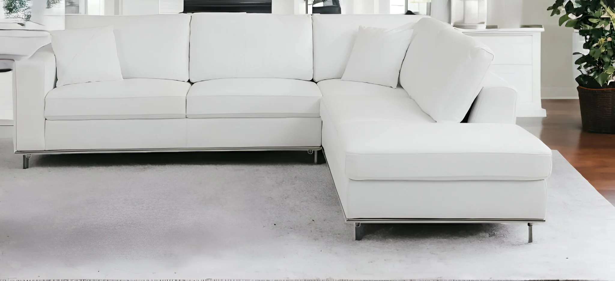 White Italian Leather Reclining L Shaped Two Piece Corner Sectional By Homeroots - Image 3