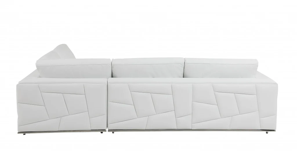 White Italian Leather Reclining L Shaped Two Piece Corner Sectional By Homeroots - Image 5