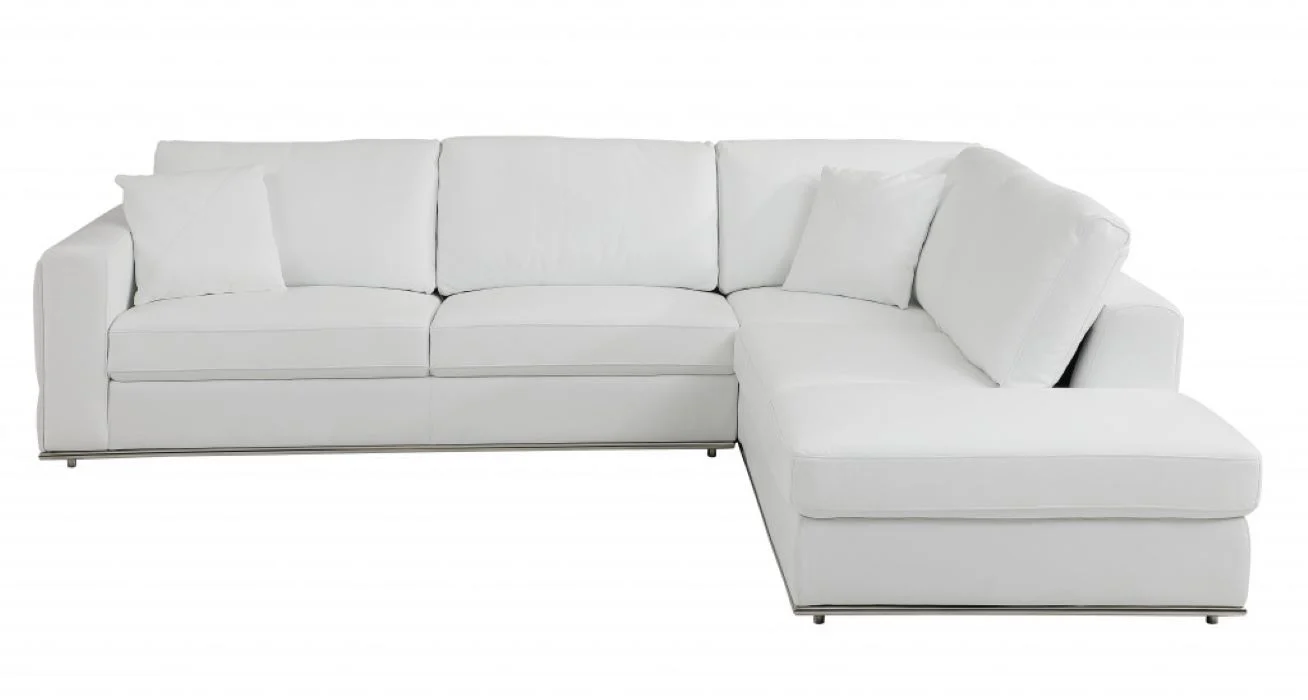 White Italian Leather Reclining L Shaped Two Piece Corner Sectional By Homeroots - Image 6