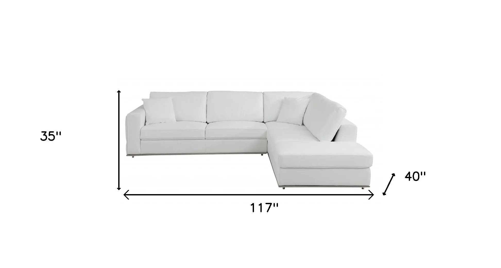 White Italian Leather Reclining L Shaped Two Piece Corner Sectional By Homeroots - Image 8