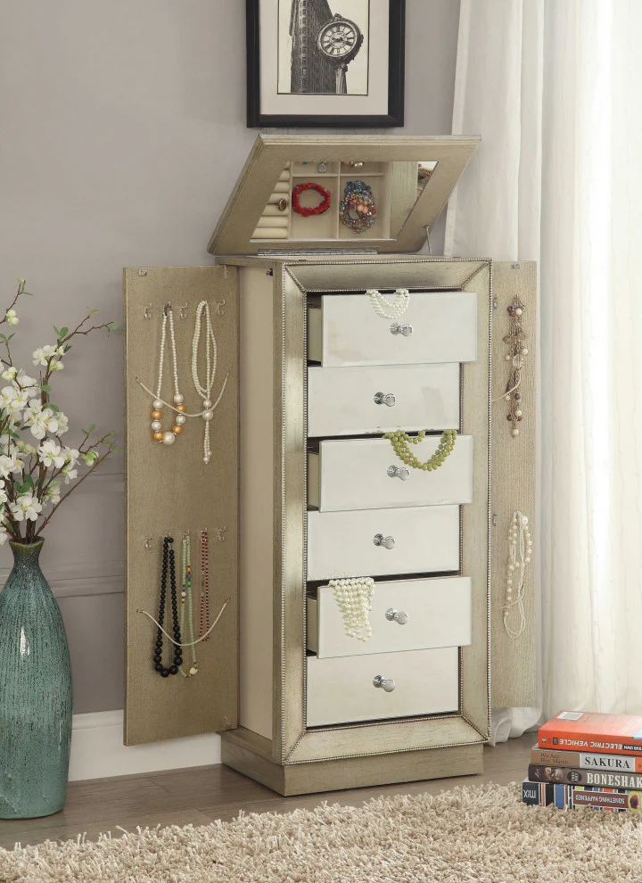 White Jewelry Armoire By Homeroots - Image 4