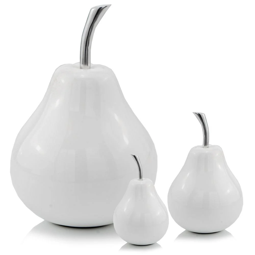 White Jumbo Pear Shaped Aluminum Accent Home Decor By Homeroots - Image 2