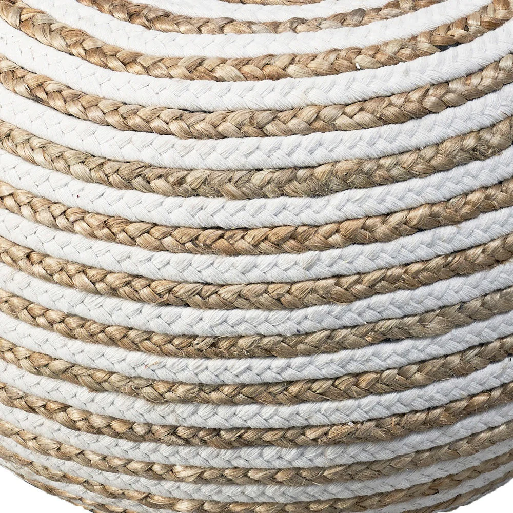White Jute Ottoman By Homeroots - Image 3