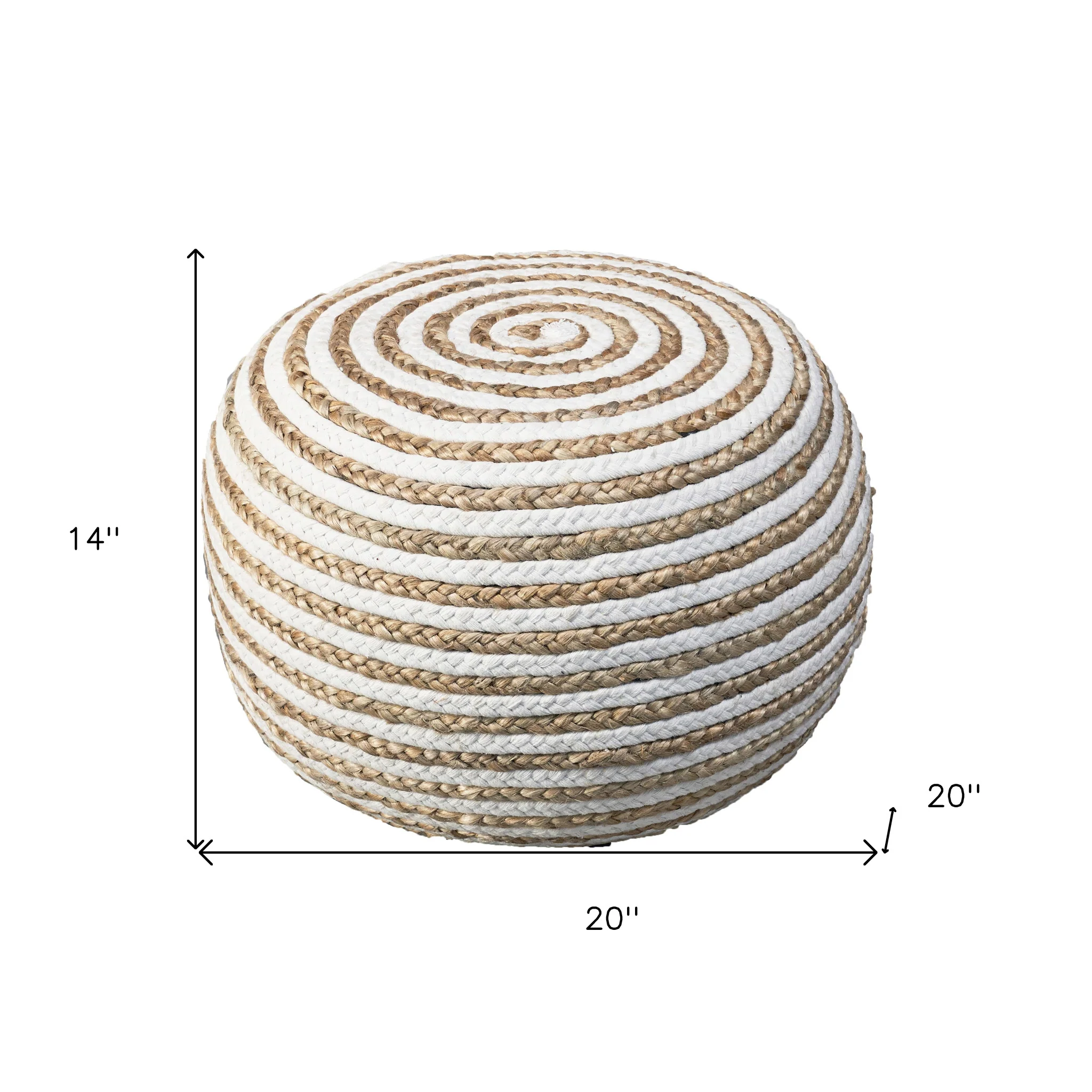 White Jute Ottoman By Homeroots - Image 5