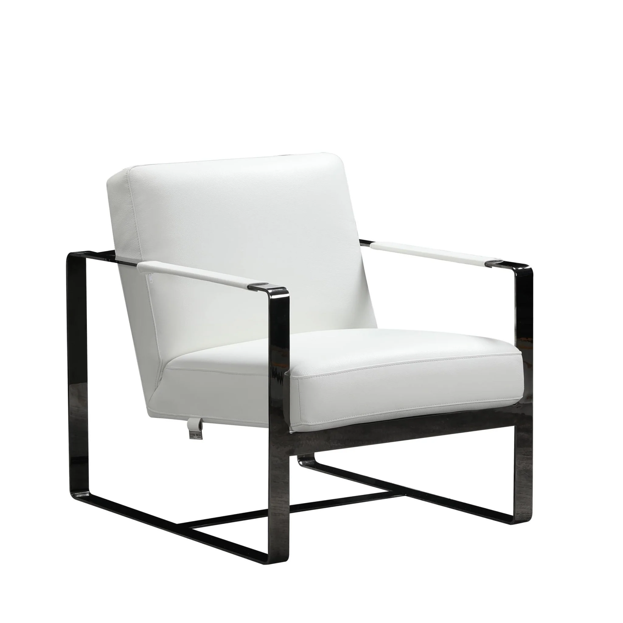 White Leather Accent Chair By Homeroots - 370417 - Image 2