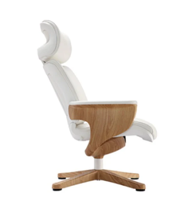 White Leather Chair By Homeroots - Image 3